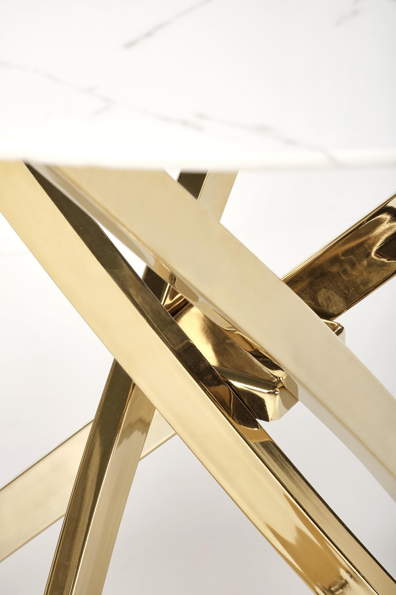 RAYMOND 2 stół fi 100/73 cm, blat - biały marmur, nogi - złoty