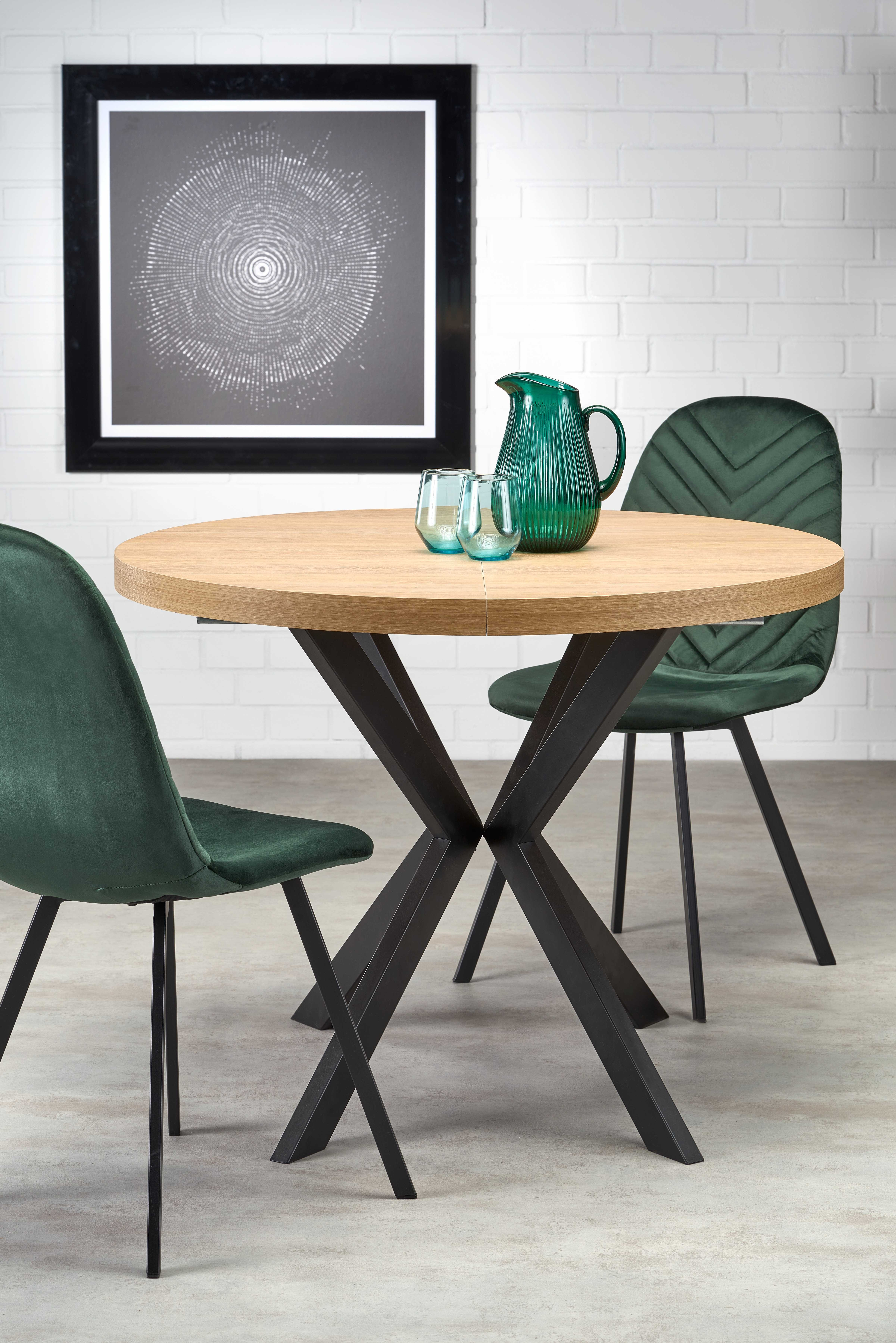 PERONI stół rozkładany 100-250/100/75 cm, dąb złoty - czarny