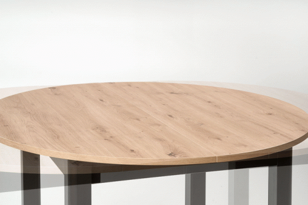 RINGO stół 102-142x102x76 cm, kolor blat dąb artisan, nogi - czarny