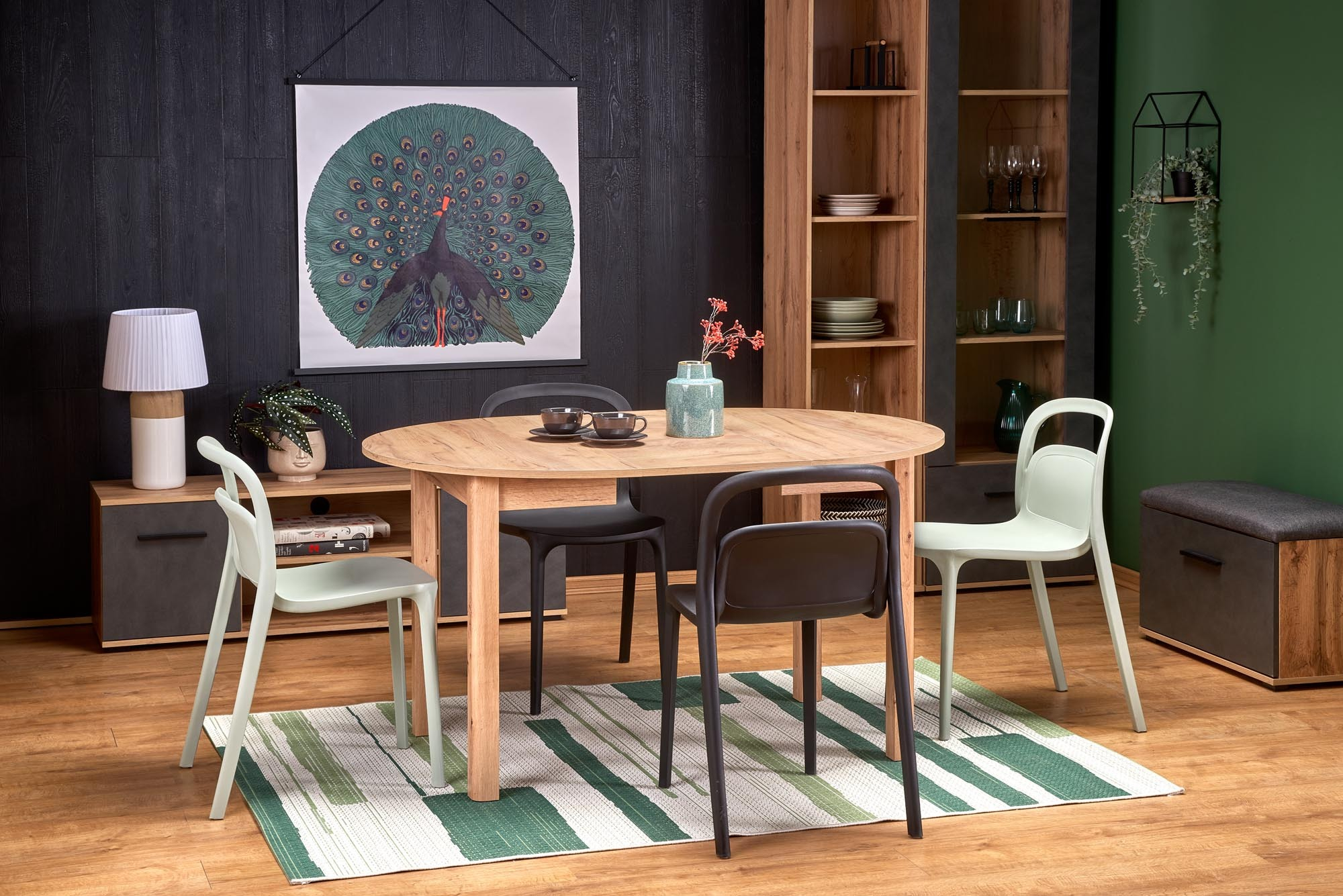 RINGO stół 102-142x102x76 cm kolor blat dąb craft, nogi - dąb craft