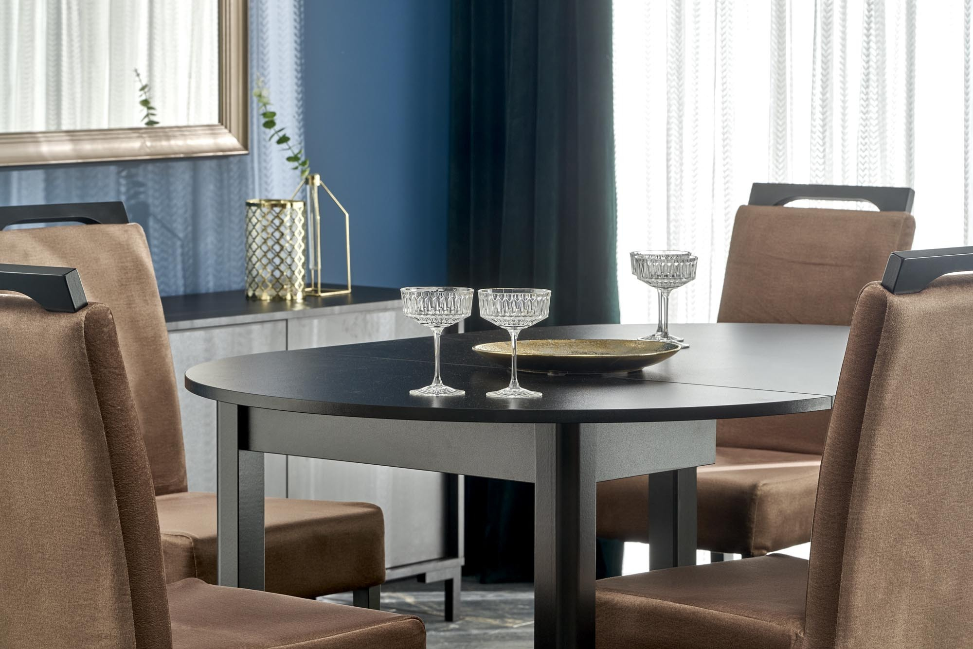 RINGO stół 102-142x102x76 cm kolor blat czarny, nogi - czarny