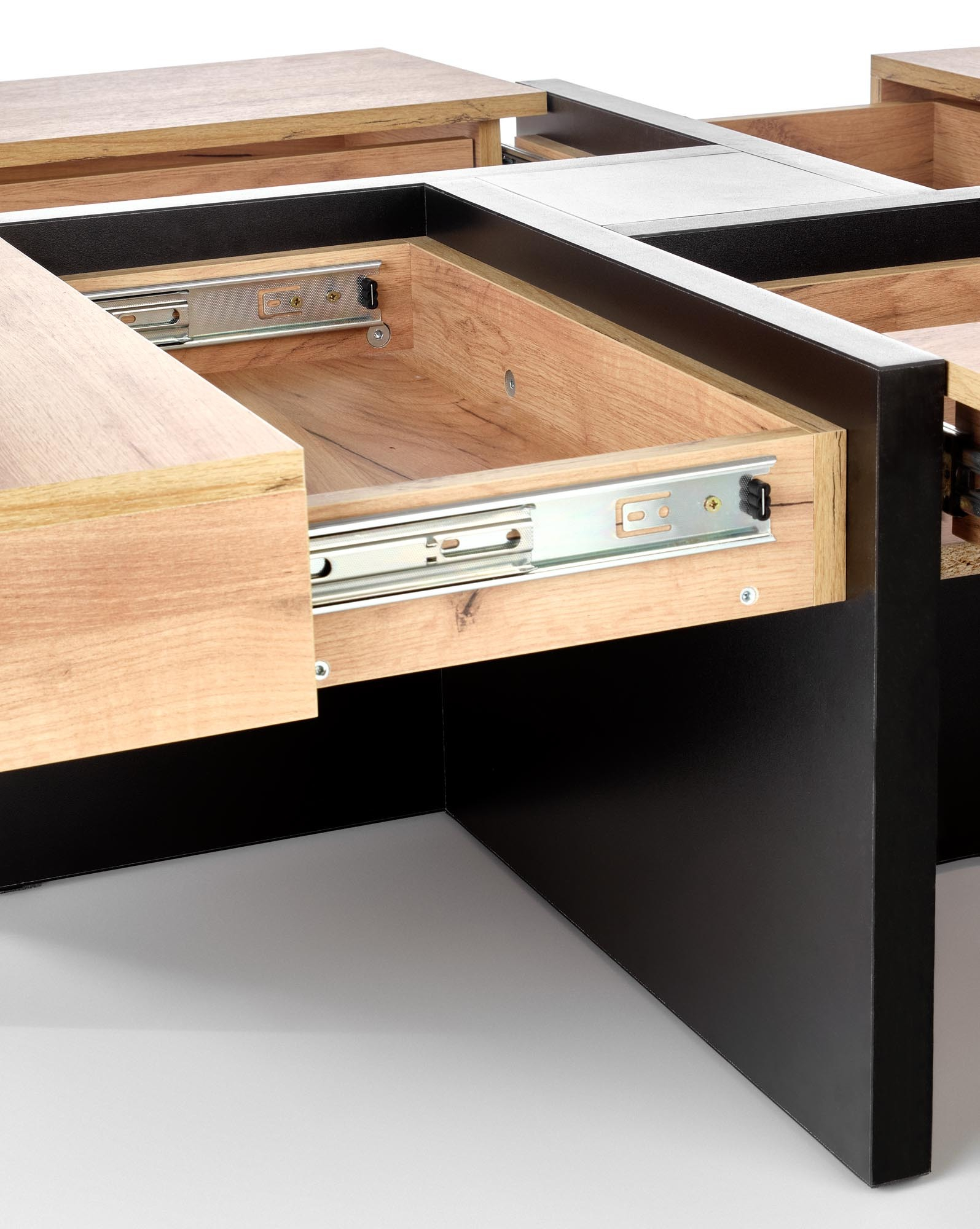 SEVILLA ława z szufladami, blat: dąb craft, nogi: czarny