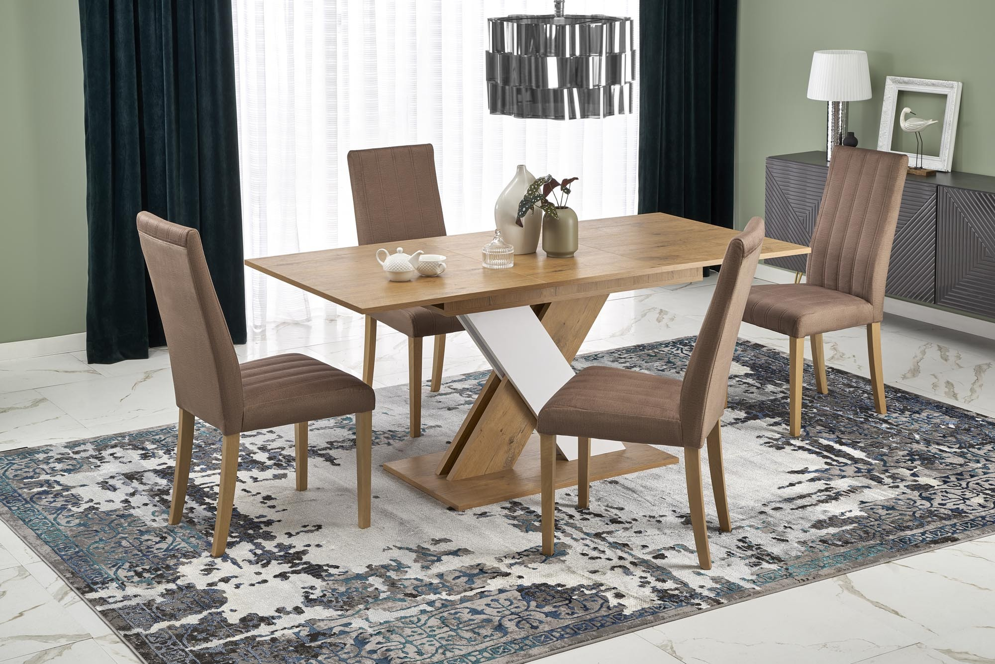 XARELTO stół rozkładany 130-175/85/76 cm, dąb lancelot - biały