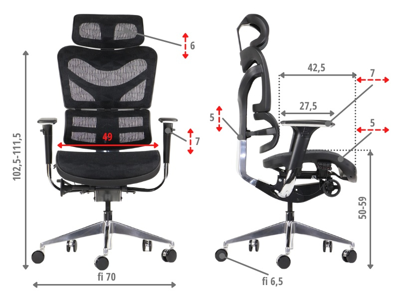 Fotel biurowy obrotowy ErgoNew S7 siedzisko siatkowe