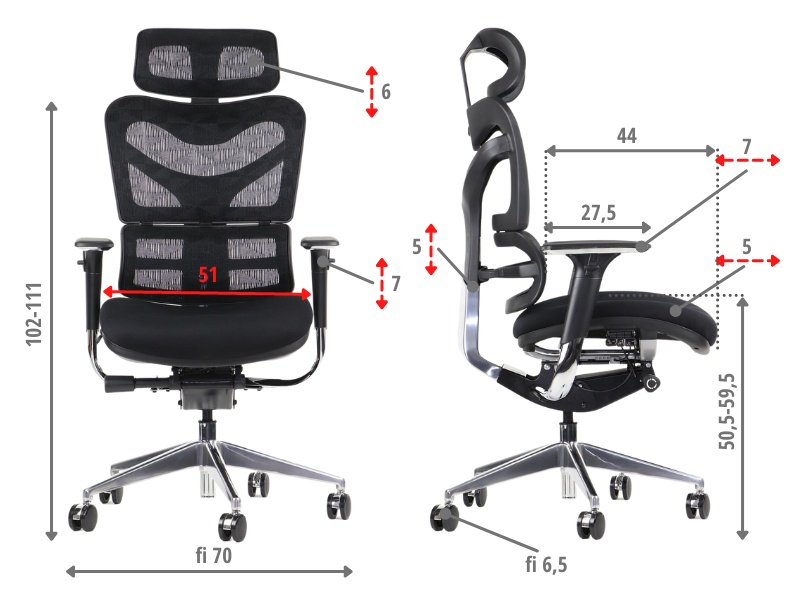 Fotel biurowy obrotowy ErgoNew S7 siedzisko tkaninowe