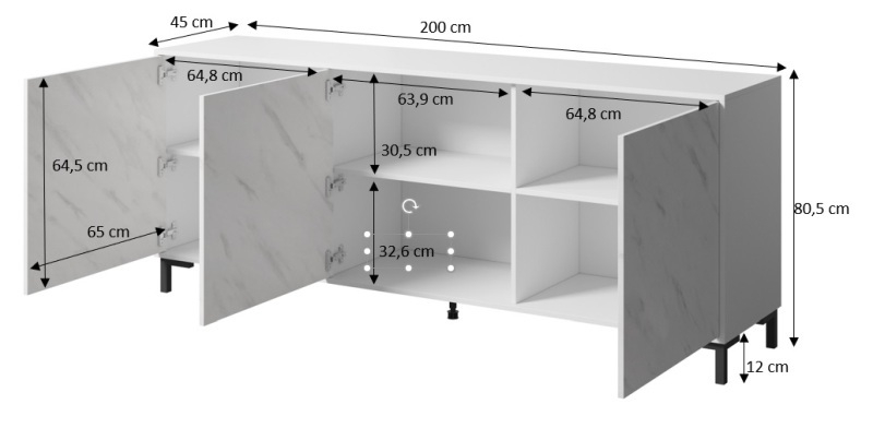 MARMO komoda KOM200/4D biały