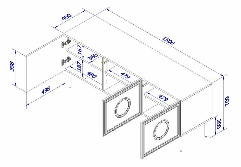 PALAZZO szafka RTV 150 (3D) czarny mat/ dąb craft