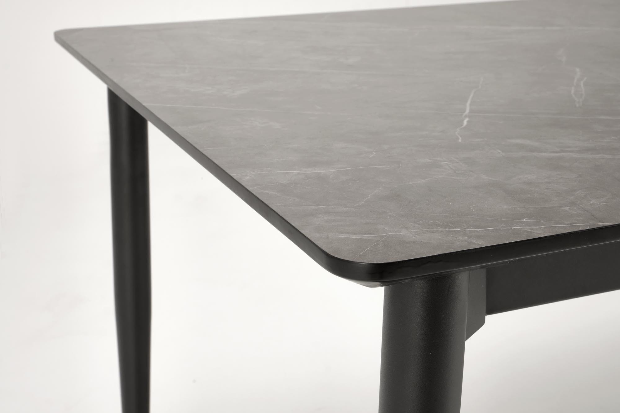 CHARLES stół rozkładany 180-260/90/76/80-170 cm, blat - popielaty marmur, nogi - czarny