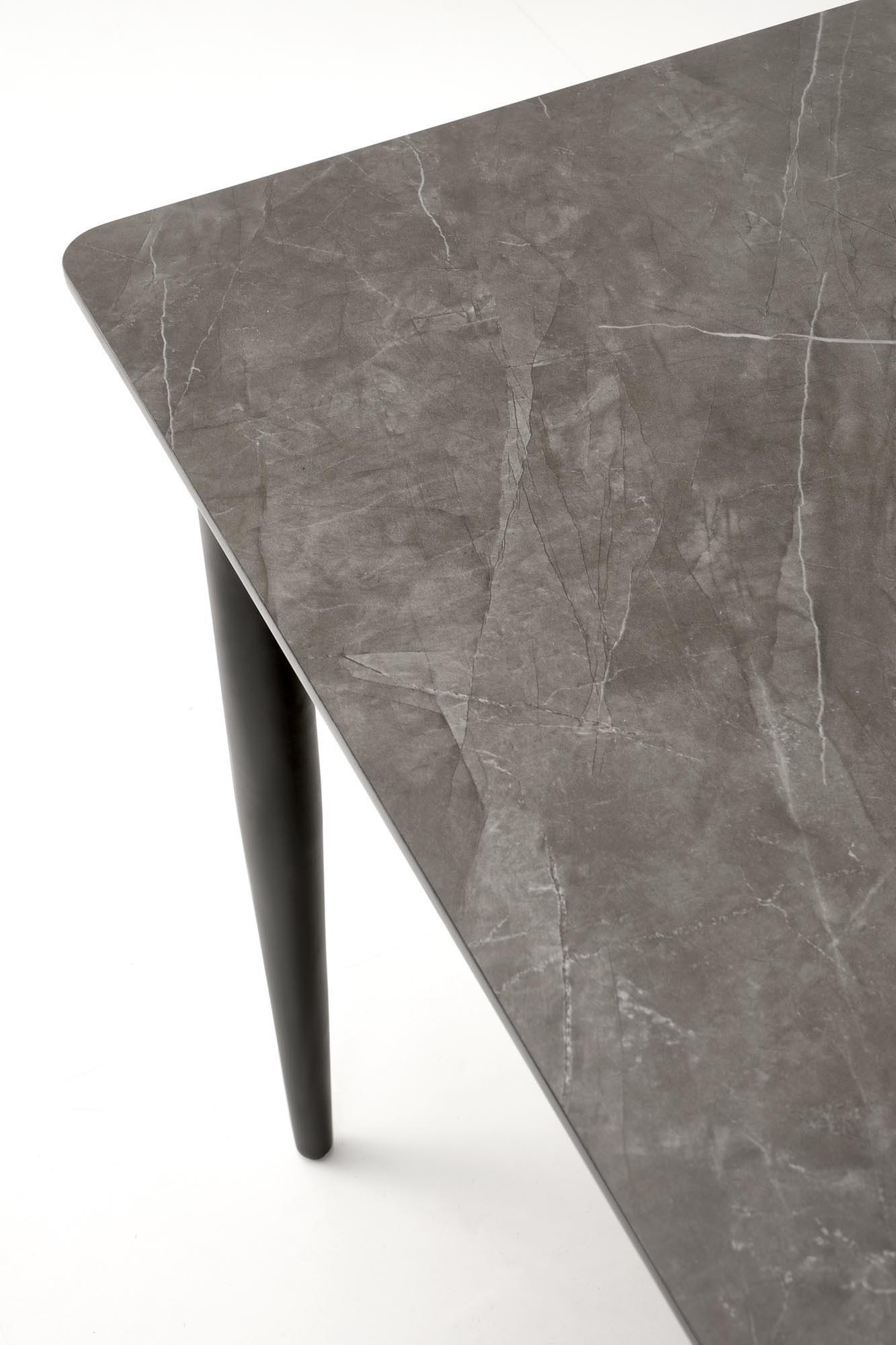 CHARLES stół rozkładany 180-260/90/76/80-170 cm, blat - popielaty marmur, nogi - czarny