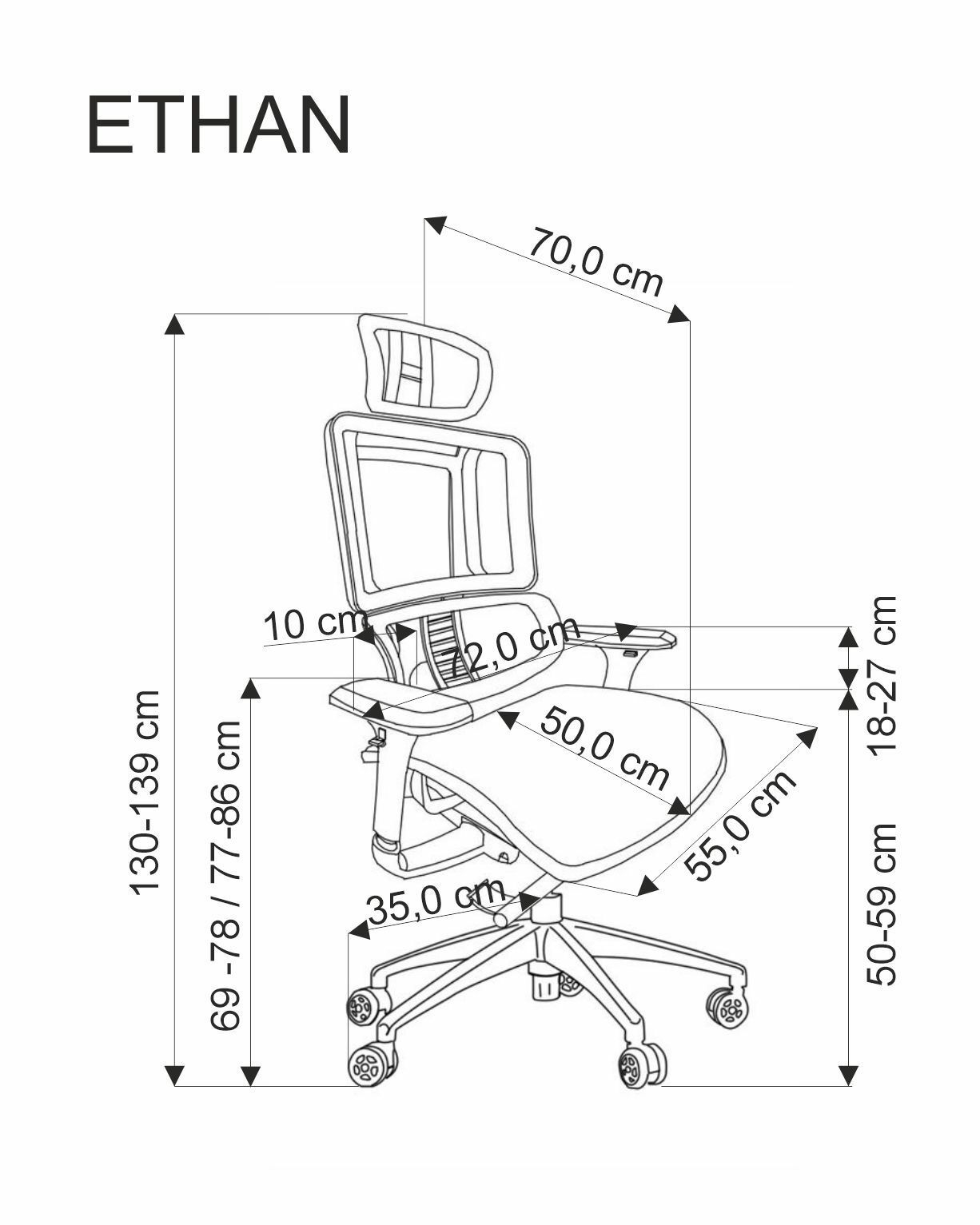 ETHAN fotel biurowy popielaty z atestem