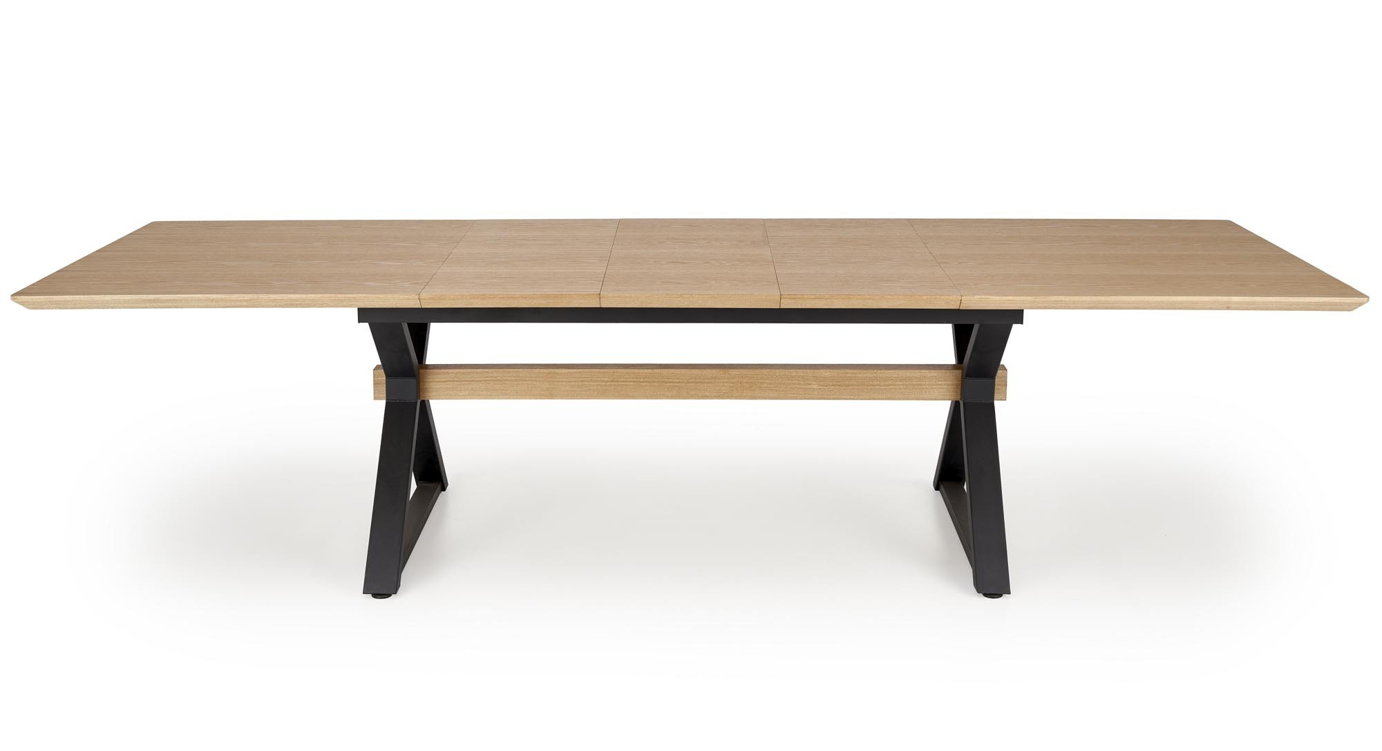 HENRY stół rozkładany 180-300/100/75/136 cm, blat - naturalny, nogi - czarny