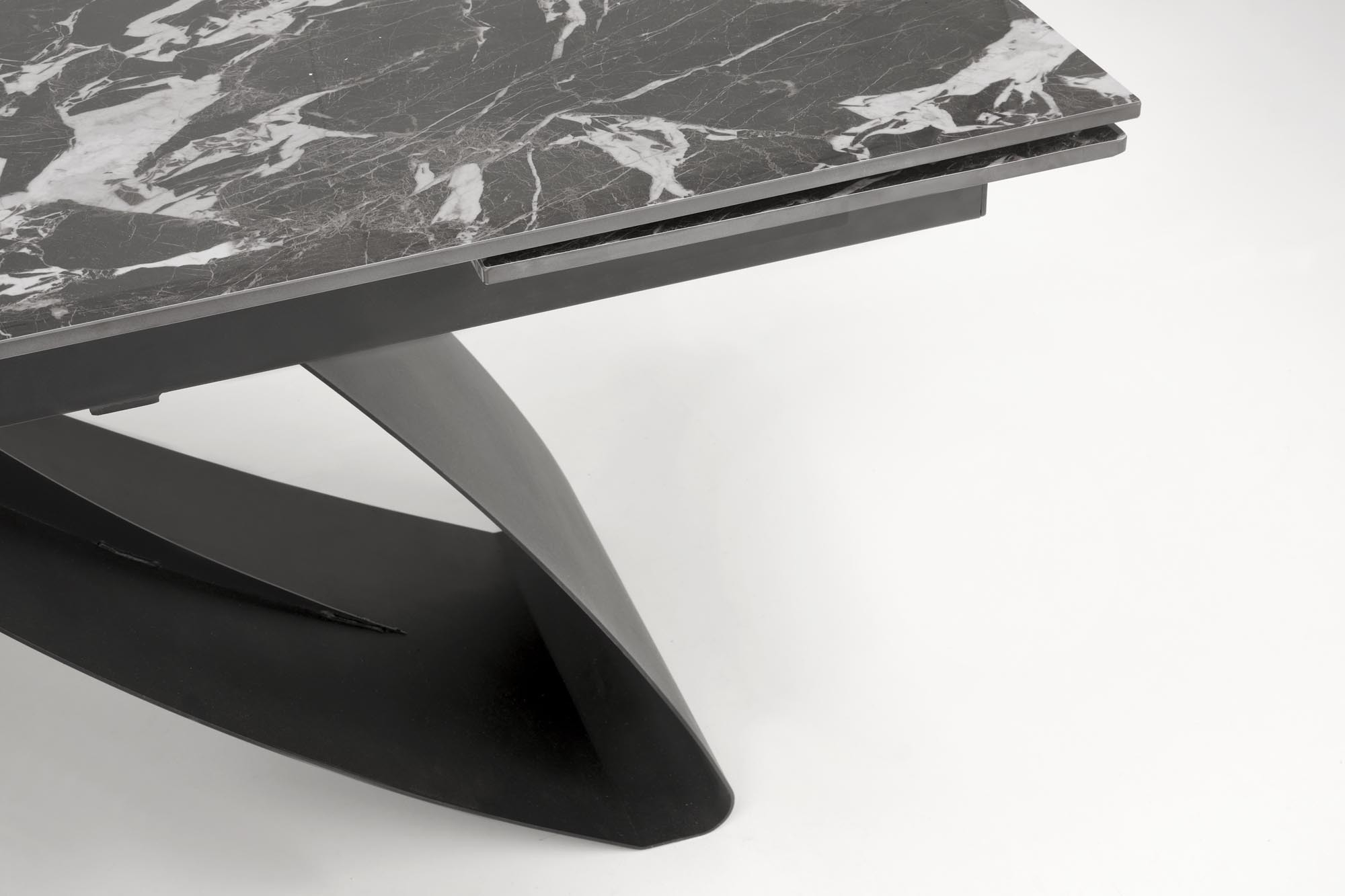 HILARIO stół rozkładany 180-260/90/75/125 cm, blat - czarny marmur, nogi - czarny