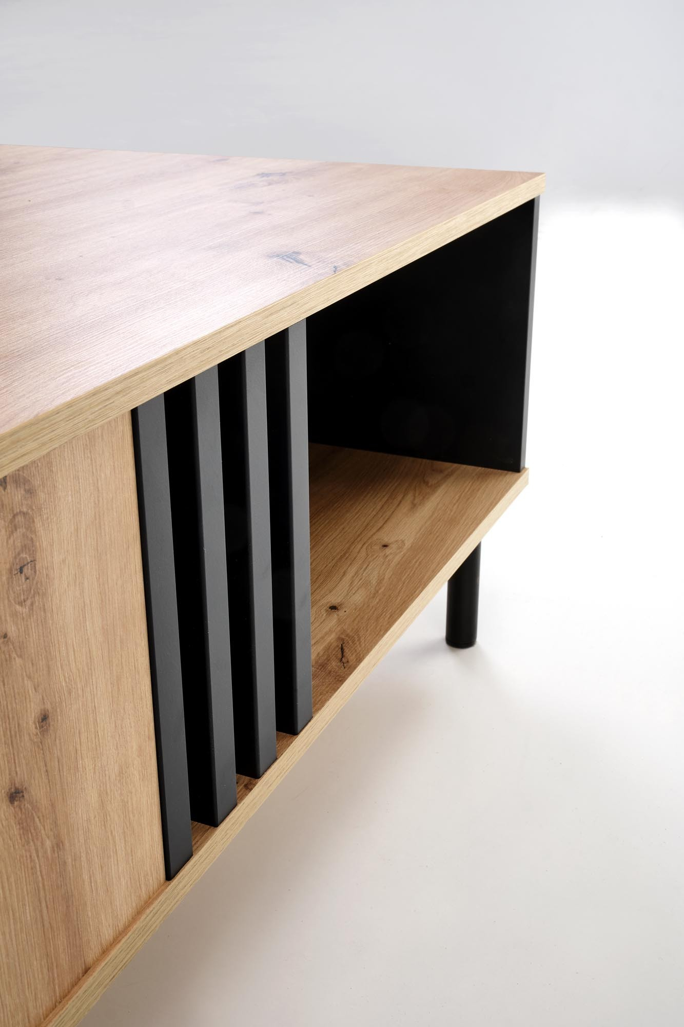 SONIA ława z szufladą dąb artisan/czarny