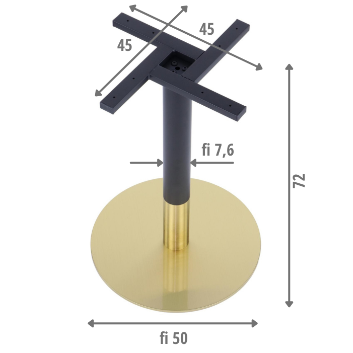 Podstawa do stolika SH-3001-6/GB złoto/czarny, wysokość 72 cm, fi 50 cm