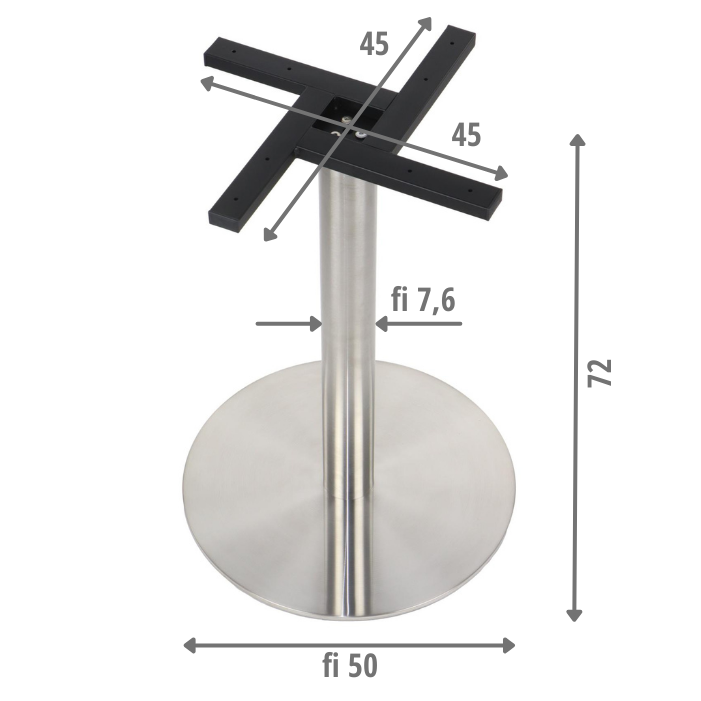 Podstawa do stolika SH-3001-6/S szczotkowana, wysokość 72 cm, średnica 50 cm