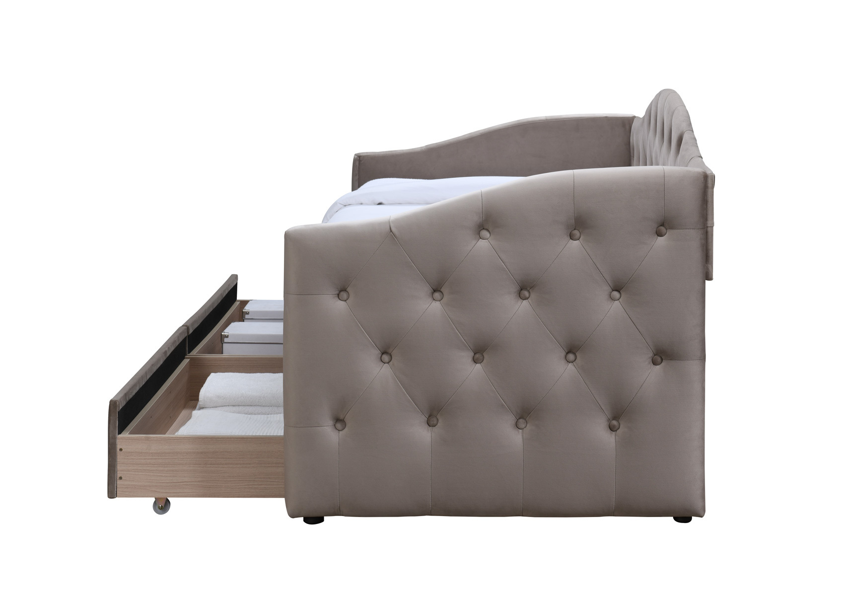 ALOHA łóżko z szufladami beżowy velvet