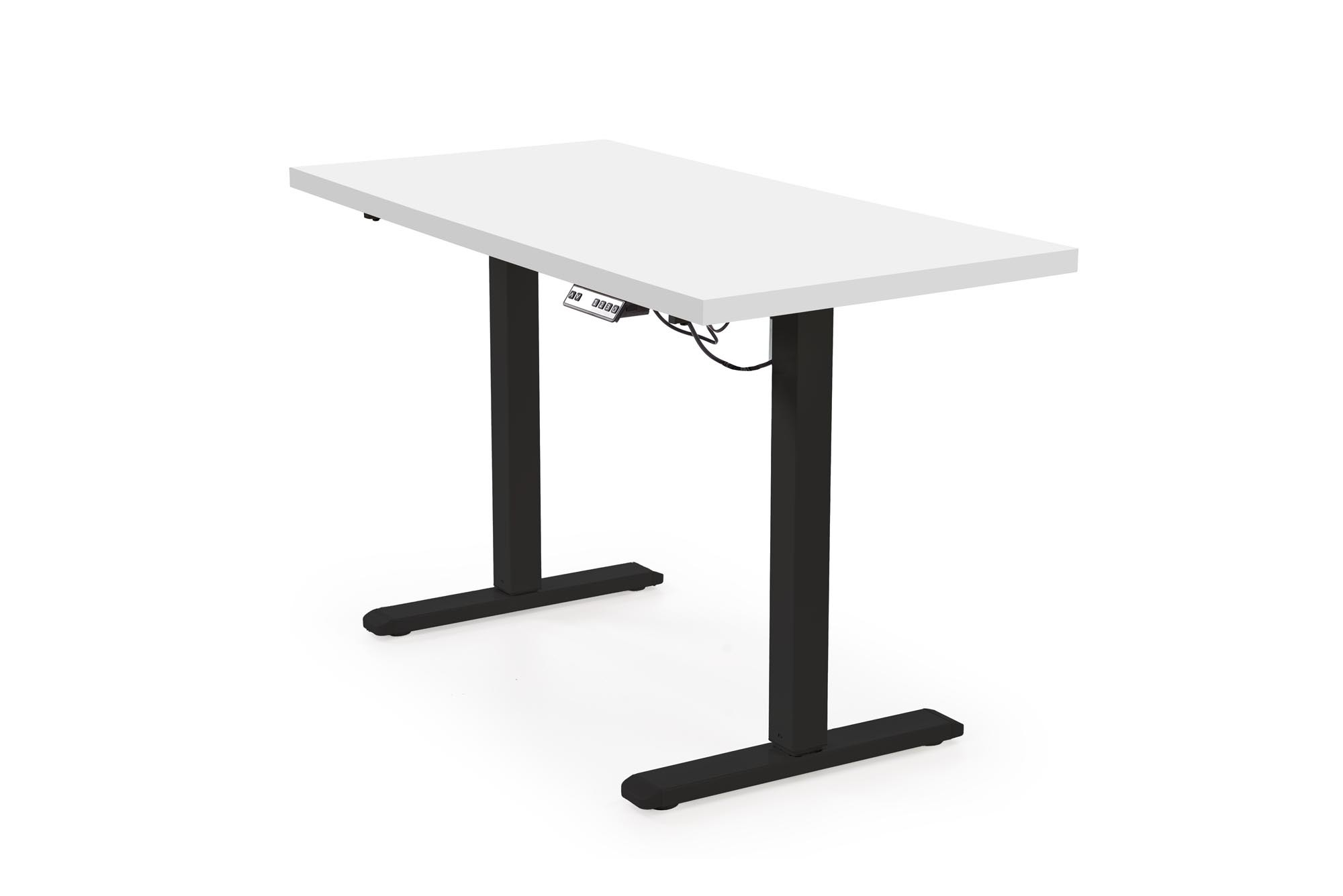 B54 biurko z funkcją regulacji wysokości, blat - biały, stelaż - czarny