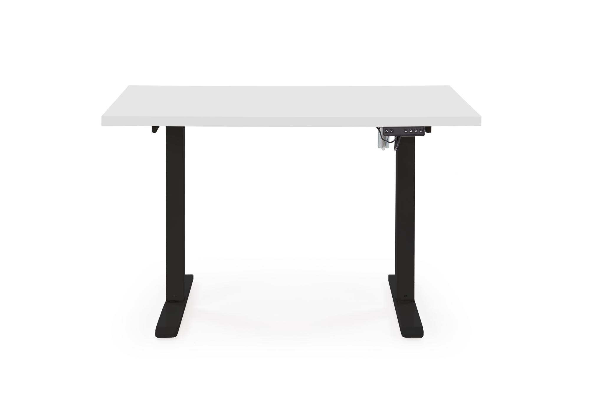 B54 biurko z funkcją regulacji wysokości, blat - biały, stelaż - czarny
