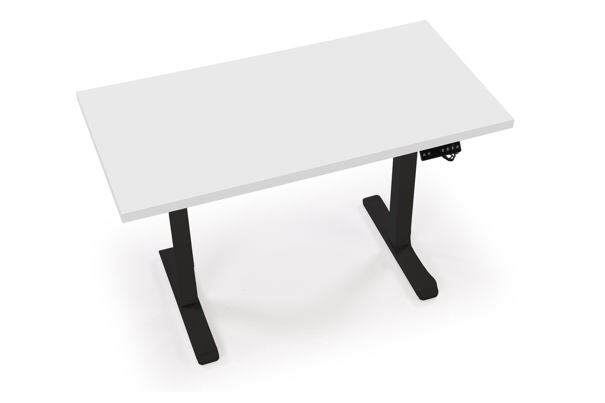 B54 biurko z funkcją regulacji wysokości, blat - biały, stelaż - czarny