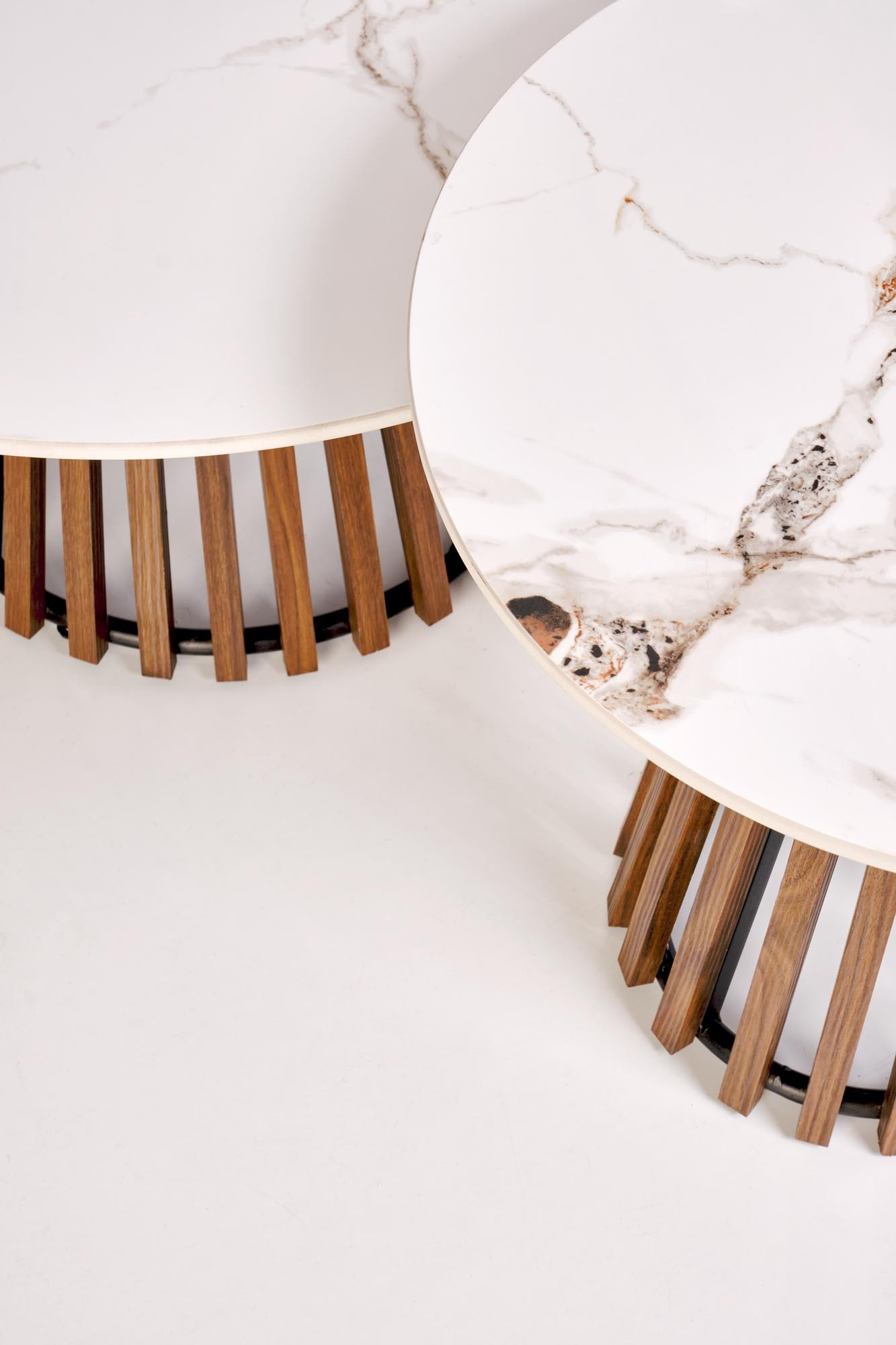 CARINA  ława beżowy marmur / orzechowy