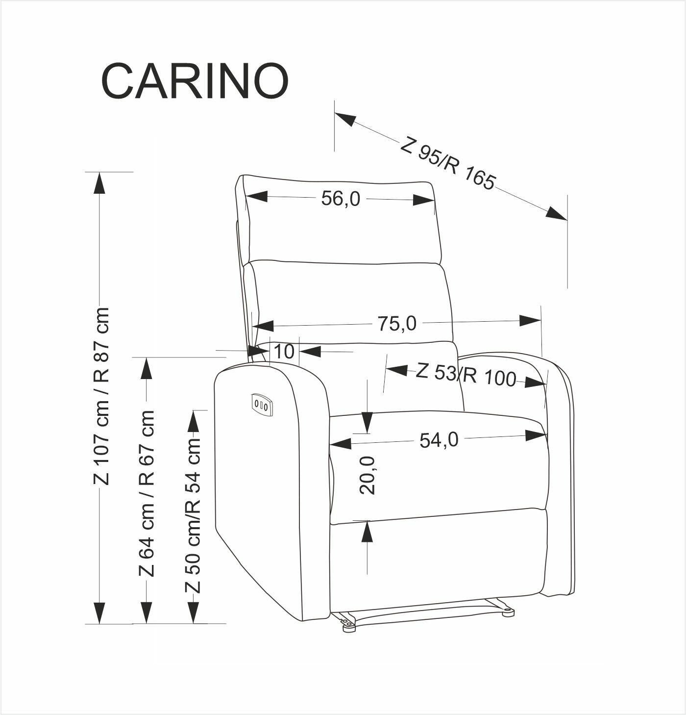 CARINIO fotel wypoczynkowy rozkładany/masaż popielaty