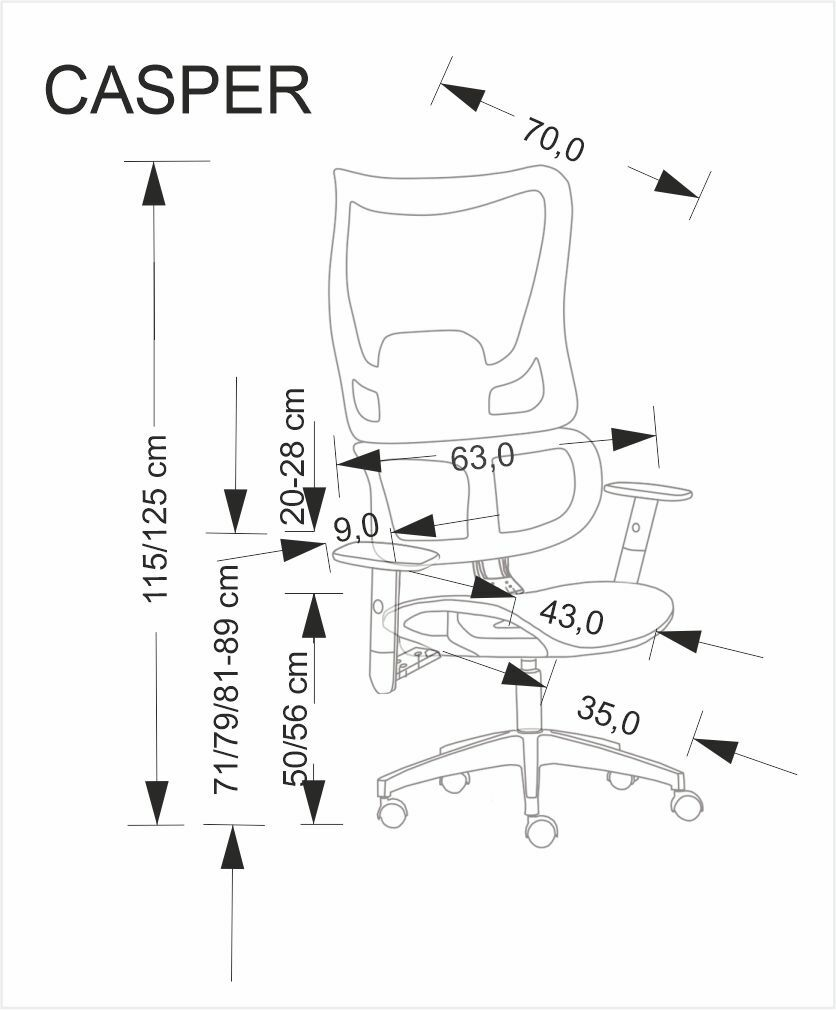 CASPER fotel obrotowy czarny