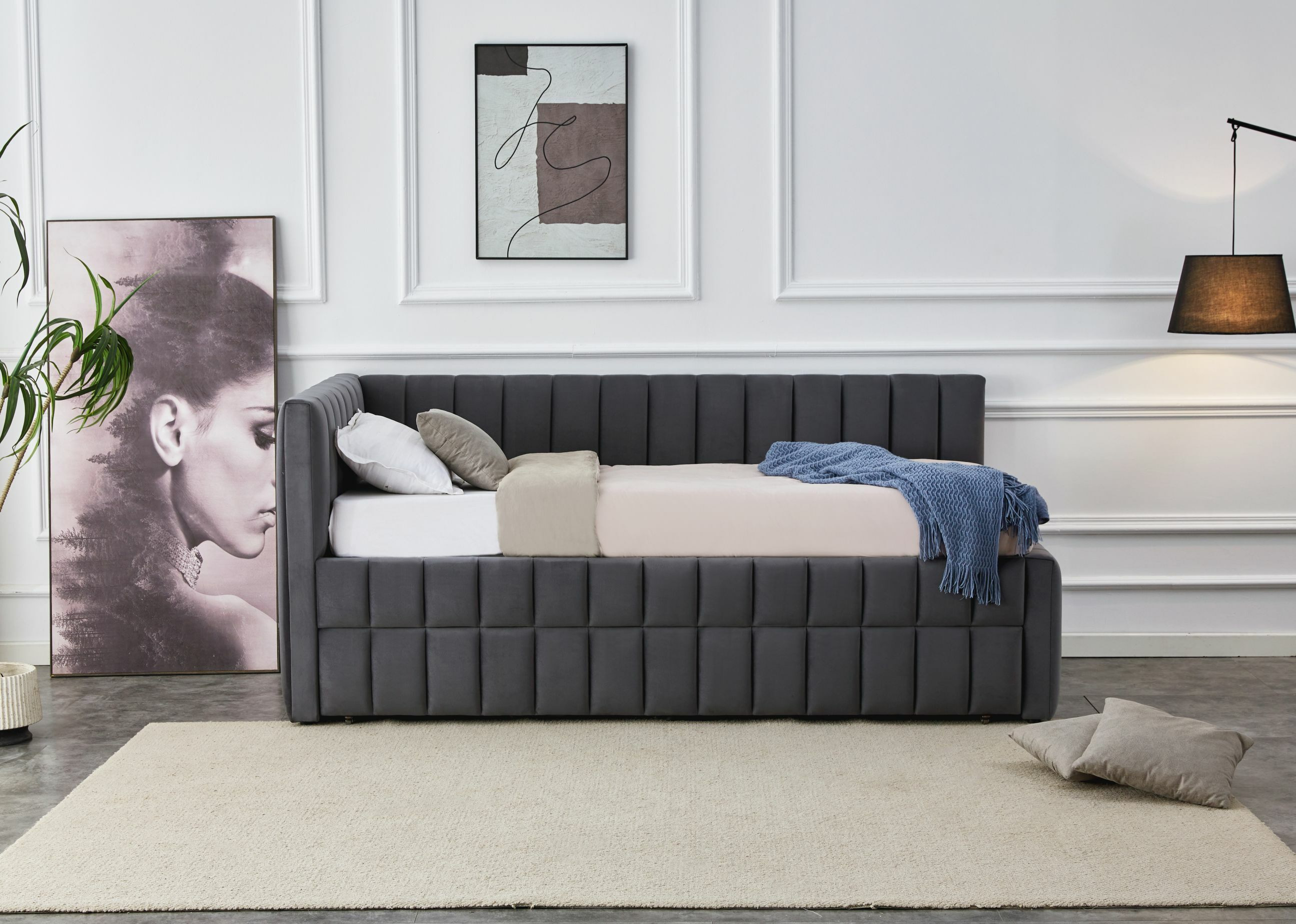 DERBY łóżko z wysuwanym dolnym materacem, popielaty