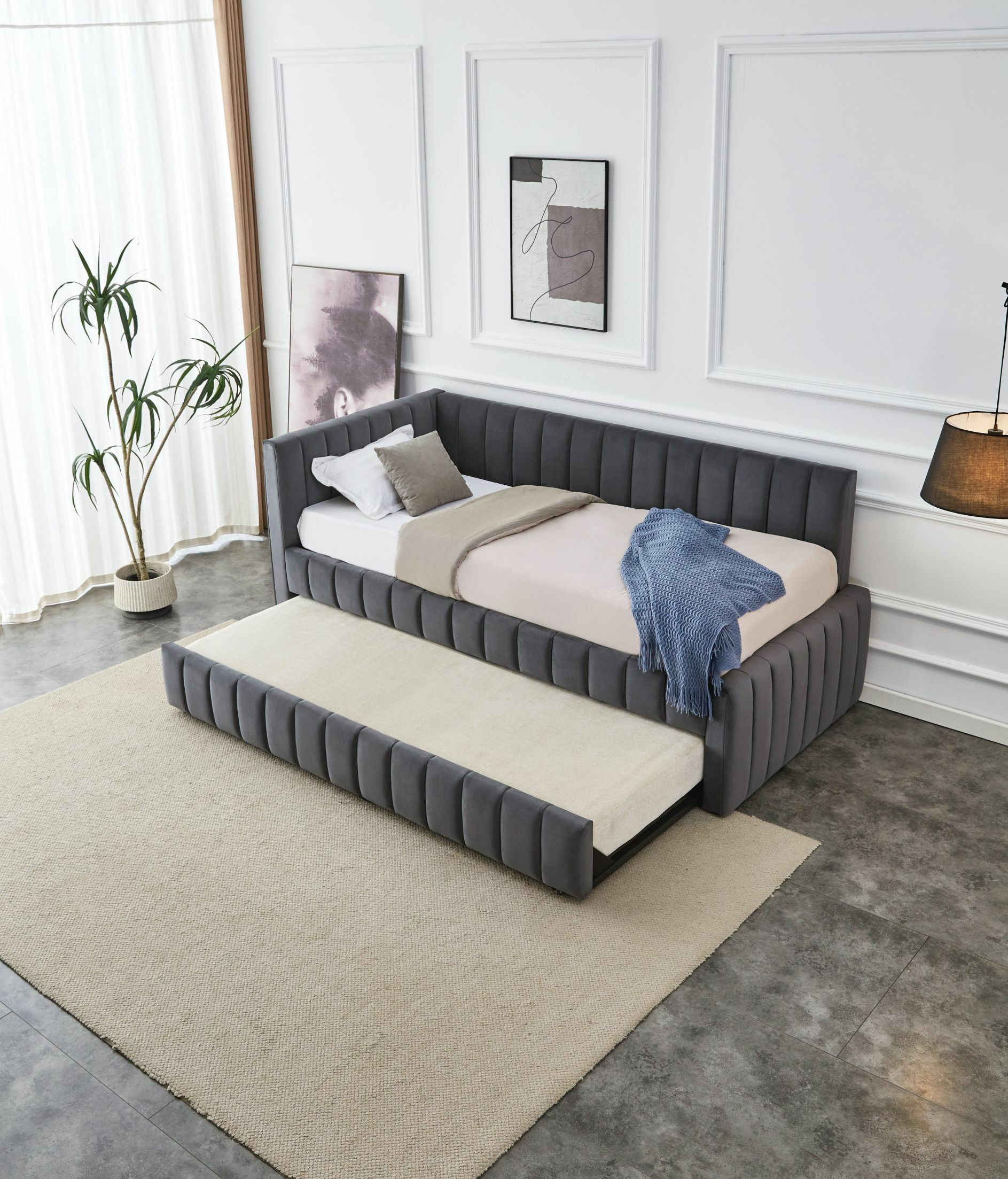 DERBY łóżko z wysuwanym dolnym materacem, popielaty