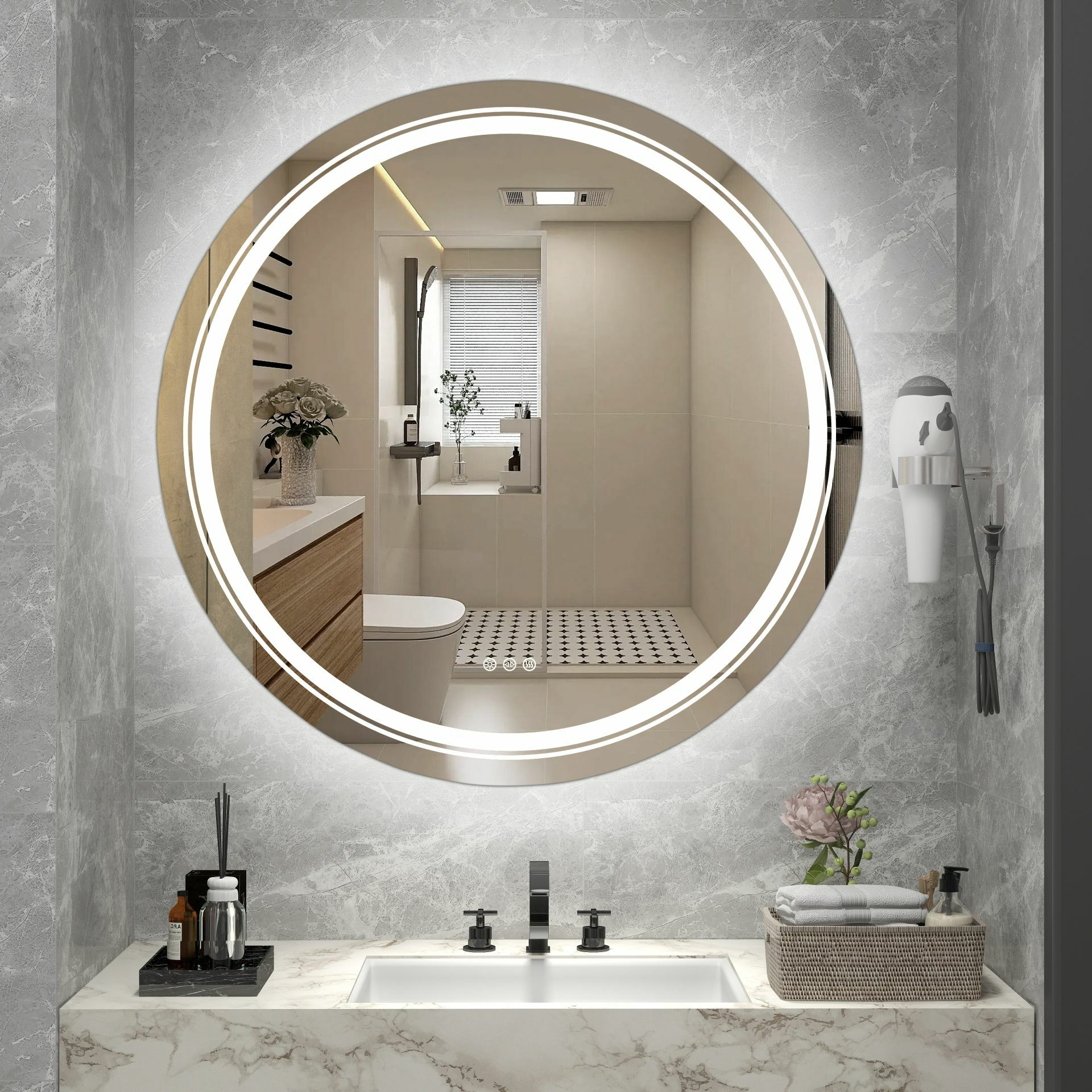 DOVER 80 lustro ścienne łazienkowe, srebrny