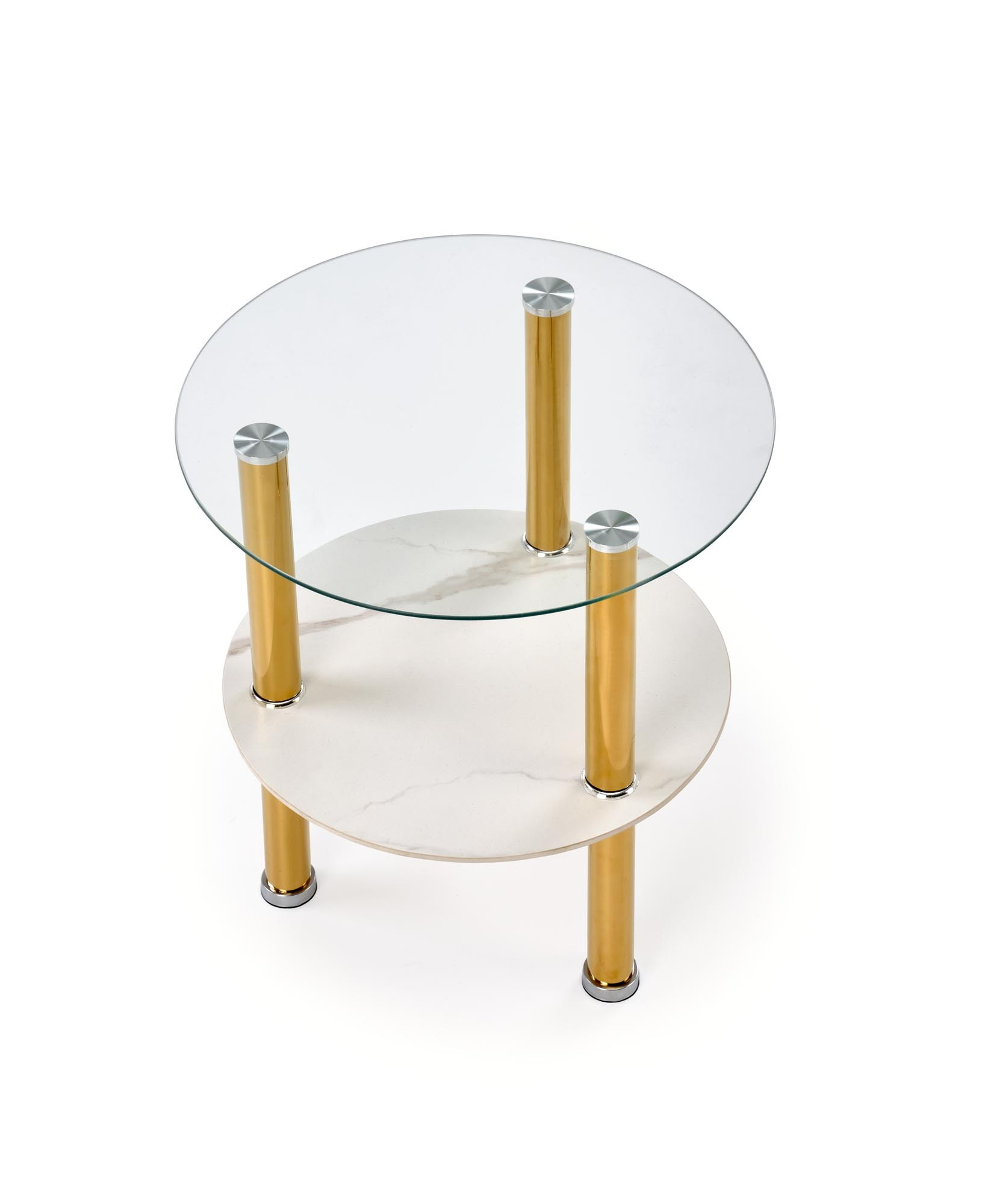 DUCAT S ława, biały marmur / transparentny / złoty