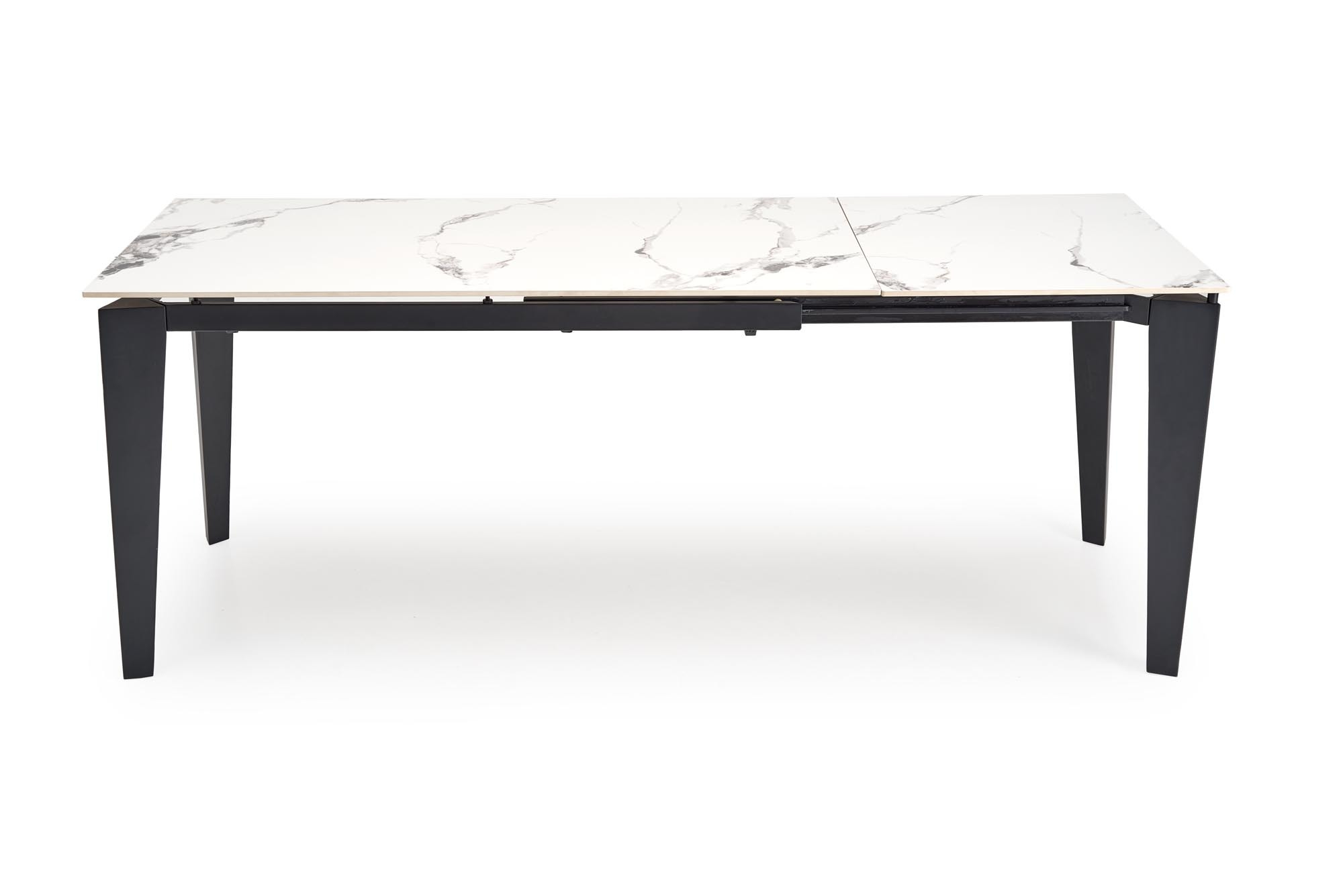FELIX stół rozkładany 141-201/81/76, blat - biały marmur, nogi - czarny