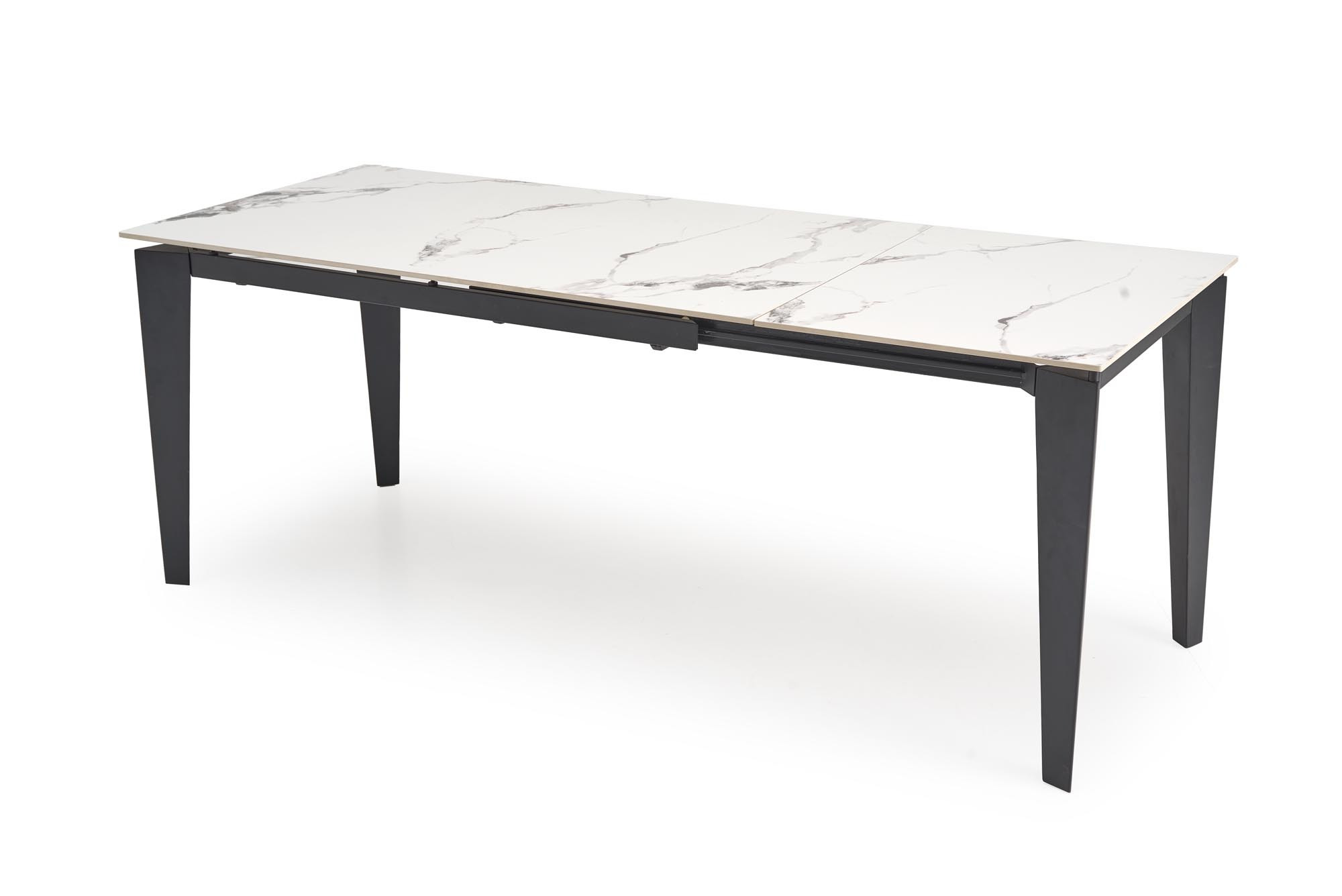 FELIX stół rozkładany 141-201/81/76, blat - biały marmur, nogi - czarny