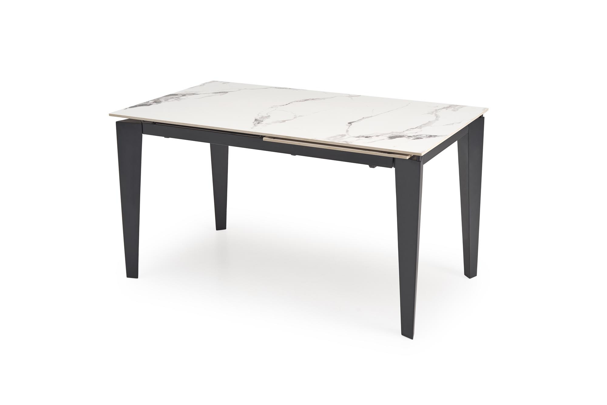 FELIX stół rozkładany 141-201/81/76, blat - biały marmur, nogi - czarny