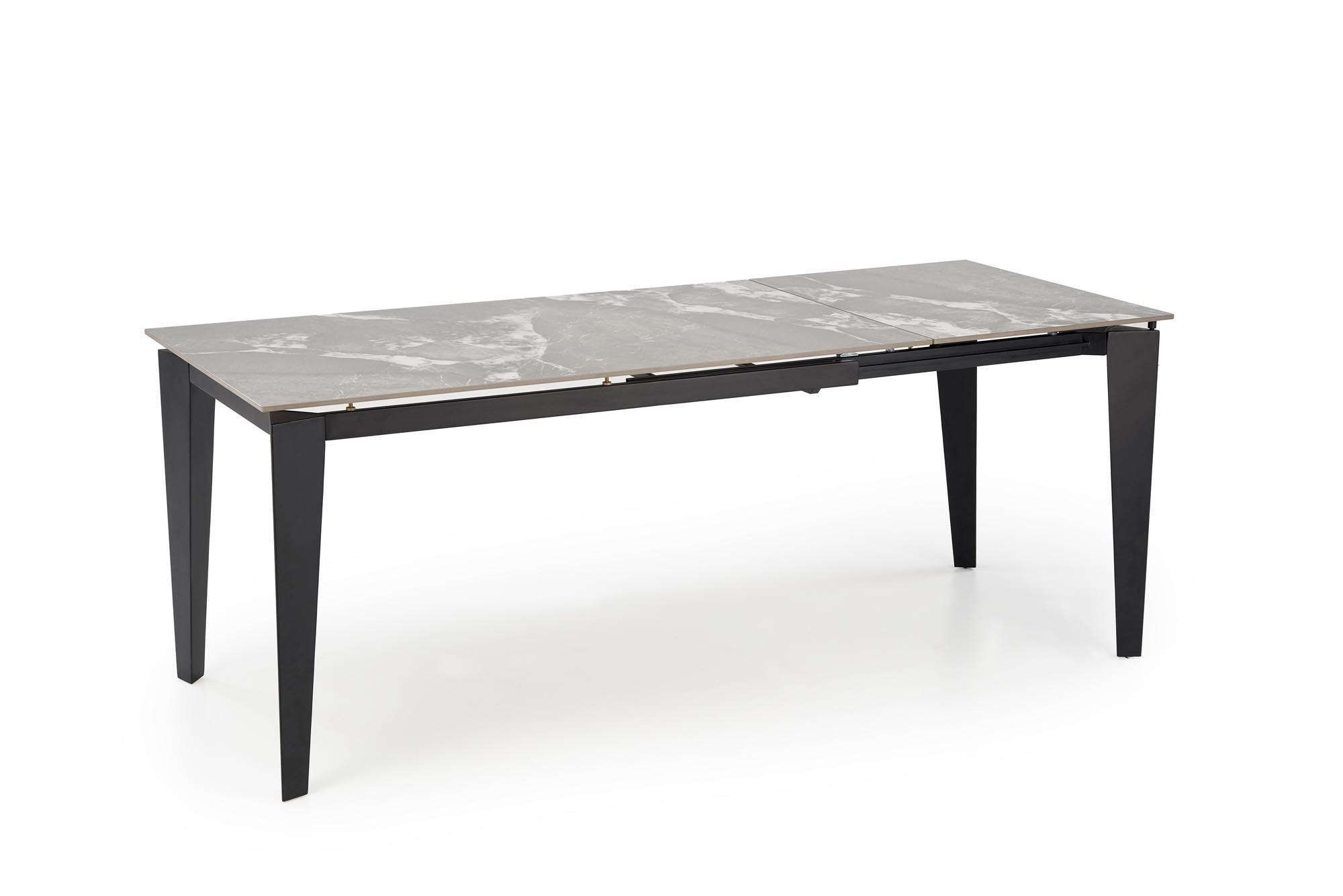 FELIX stół rozkładany 141-201/81/76, blat - popielaty marmur, nogi - czarny