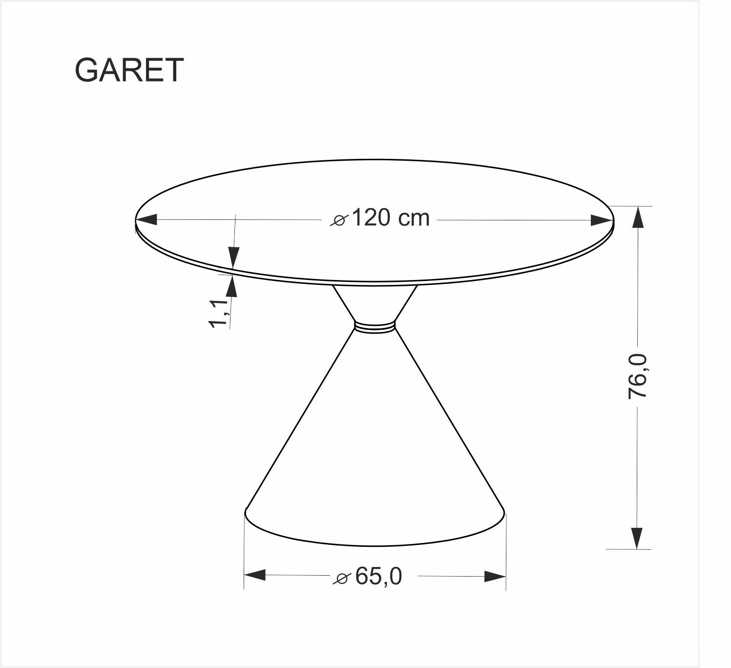 GARET stół okrągły, biały marmur / czarny