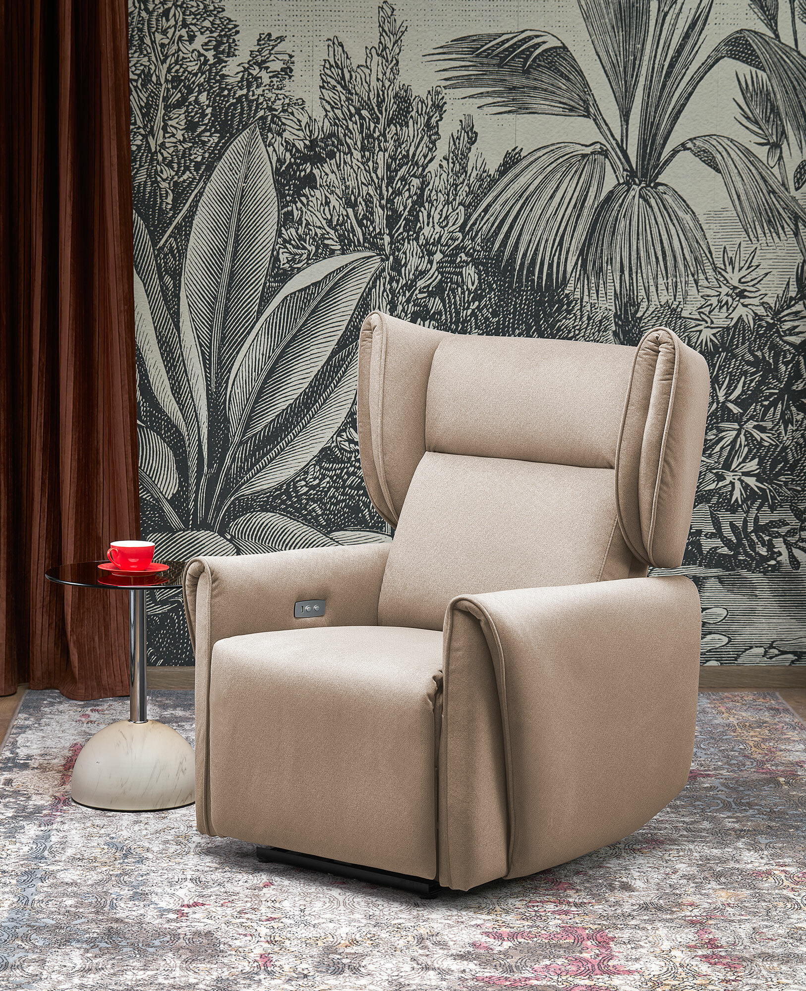 GELATO fotel wypoczynkowy z elektryczną funkcją rozkładania beżowy