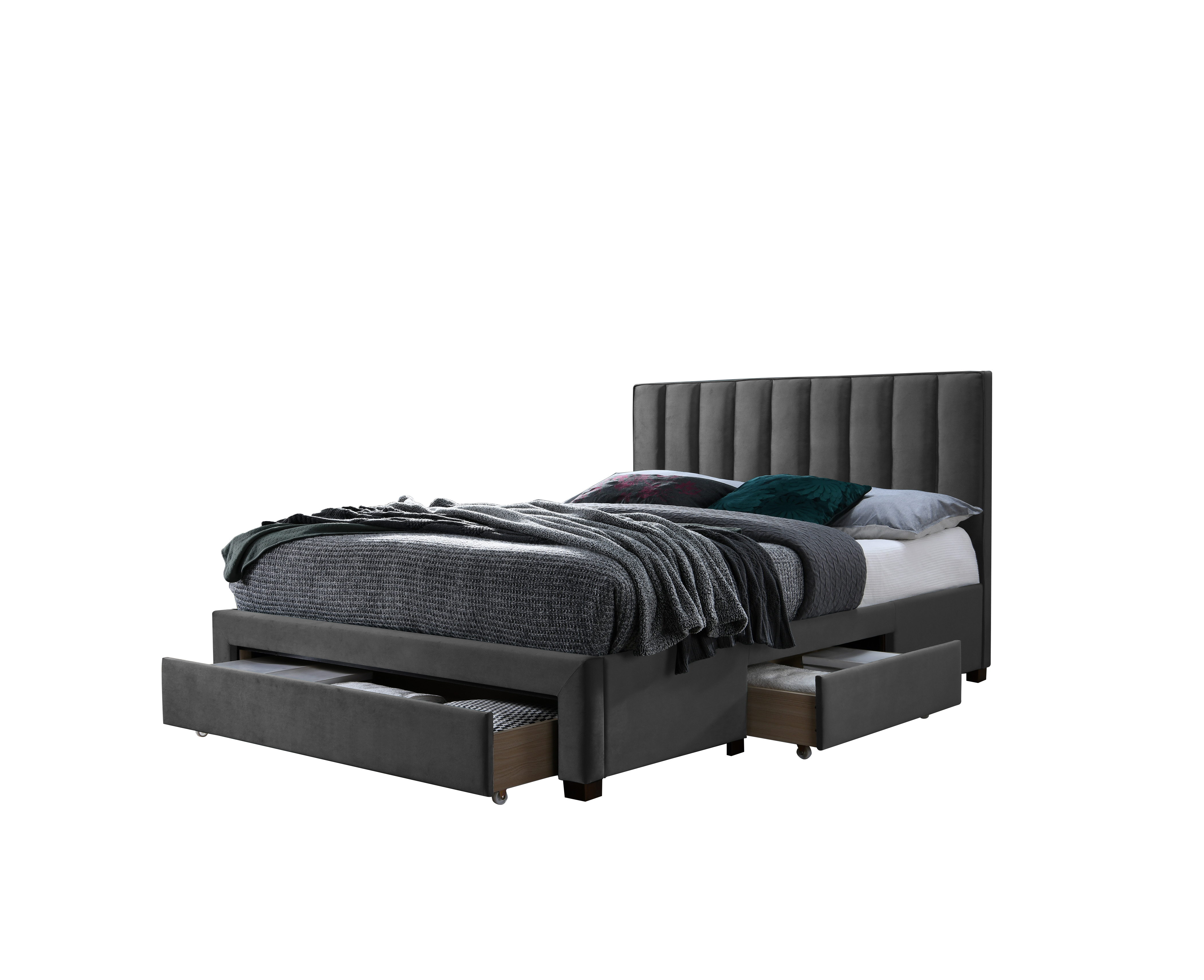 GRACE 140 łóżko z szufladami popiel velvet