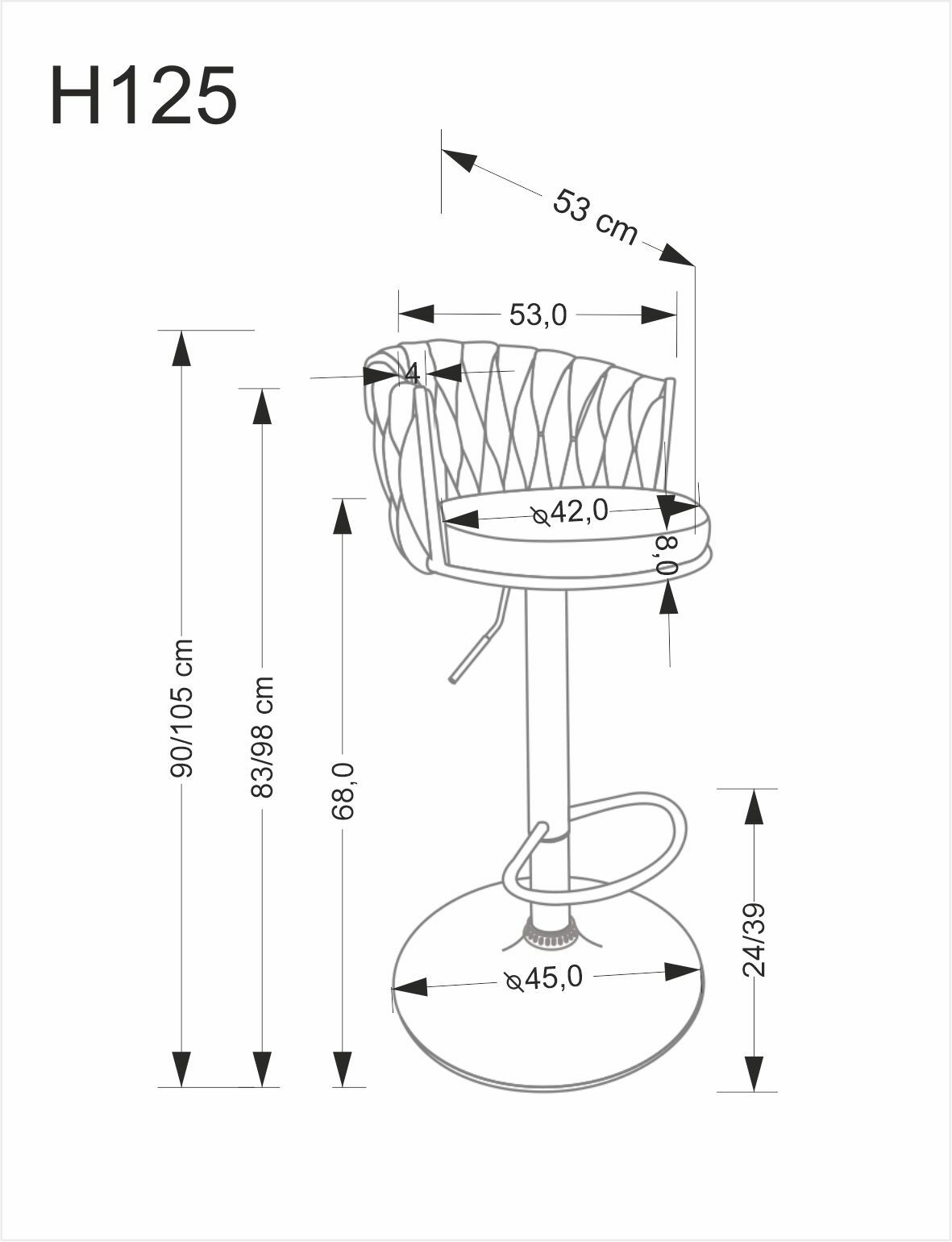 H125 hoker, nogi - czarny, siedzisko - beżowy