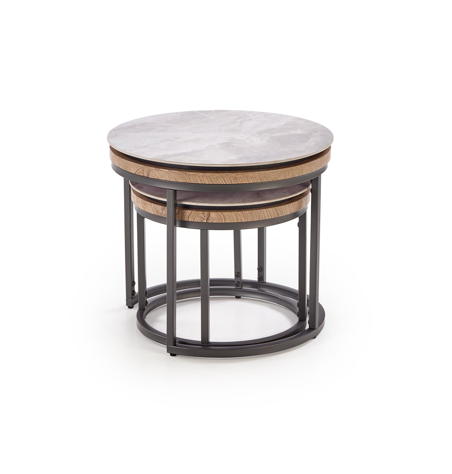 ITAKA zestaw 2 ław, popielaty marmur / grafitowy