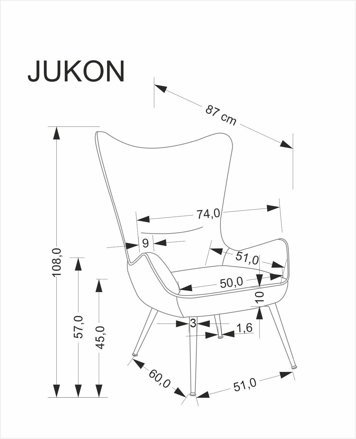 JUKON fotel wypoczynkowy popielaty