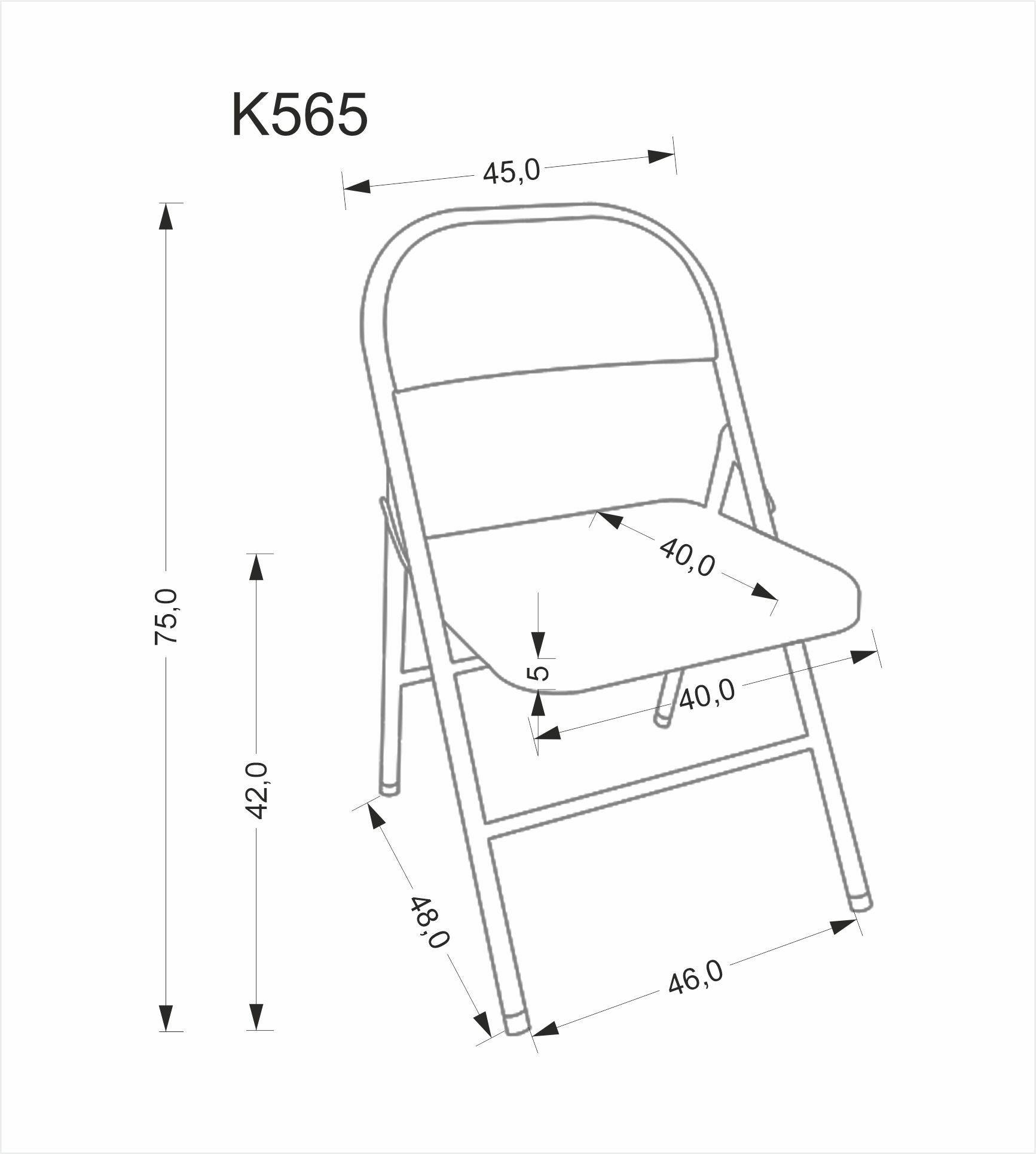 K565 krzesło składane, biały