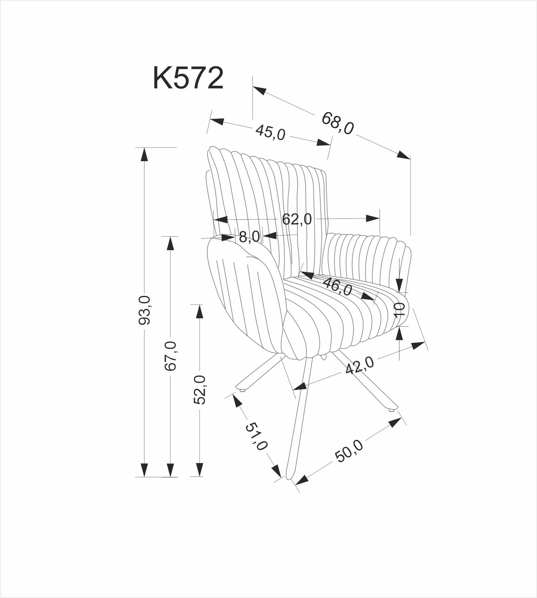 K572 krzesło obrotowe kolor popielaty