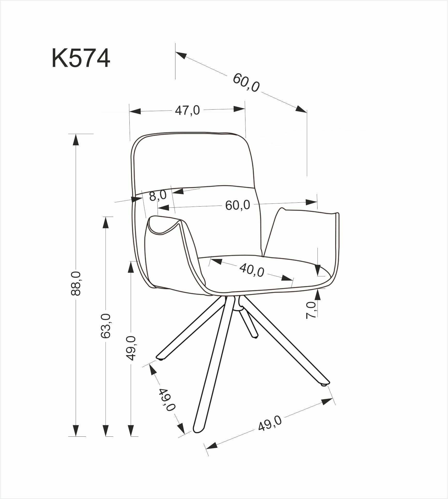 K574 krzesło obrotowe kolor popielaty