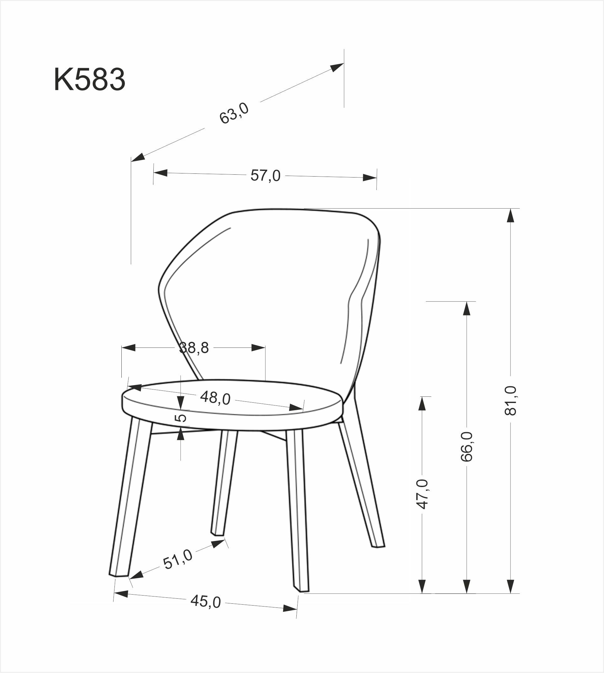 K583 krzesło kolor orzechowy / brązowy / beżowy