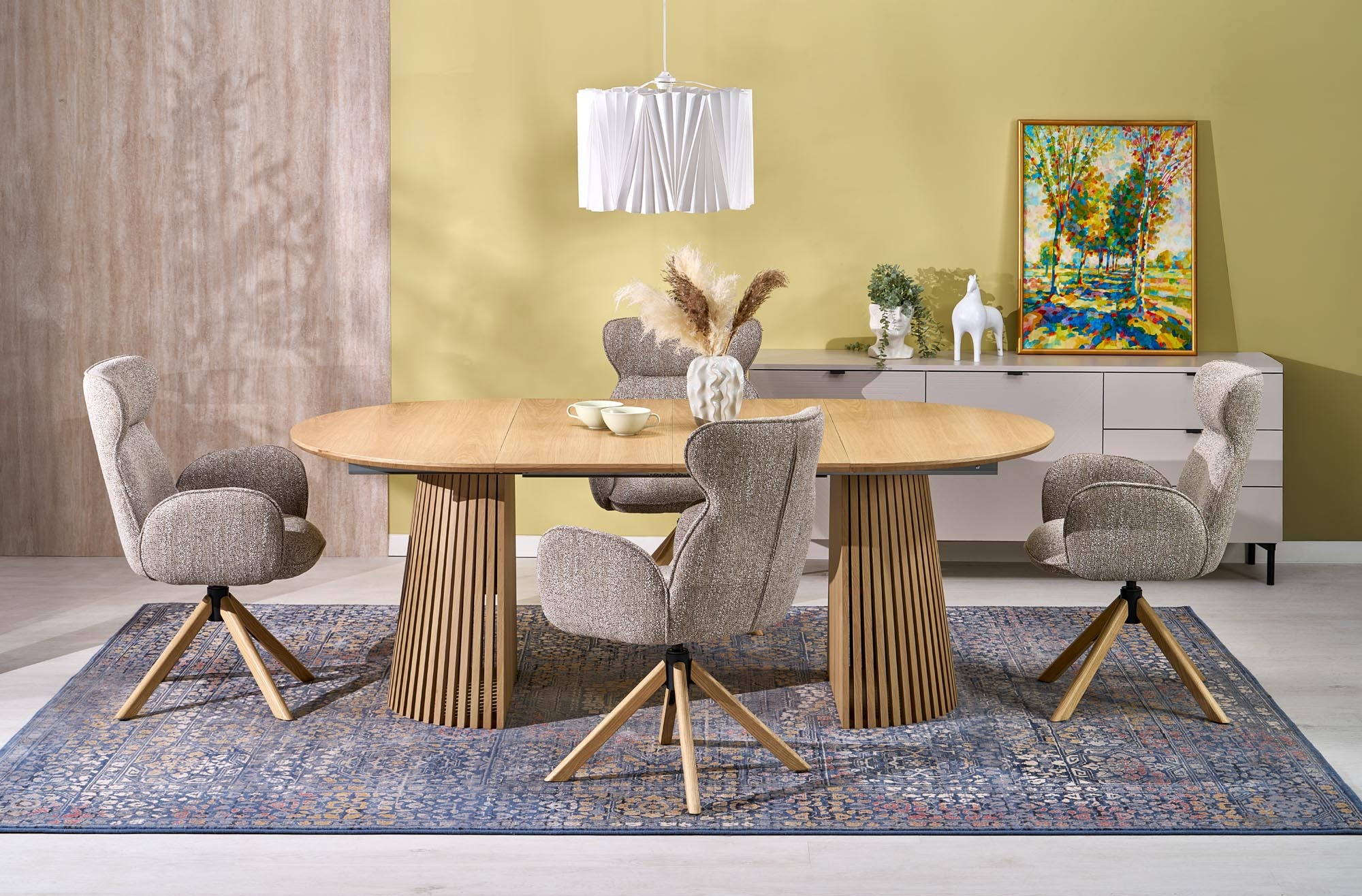 K585 krzesło z funkcja obrotu kolor ciemny beżowy / dąb naturalny