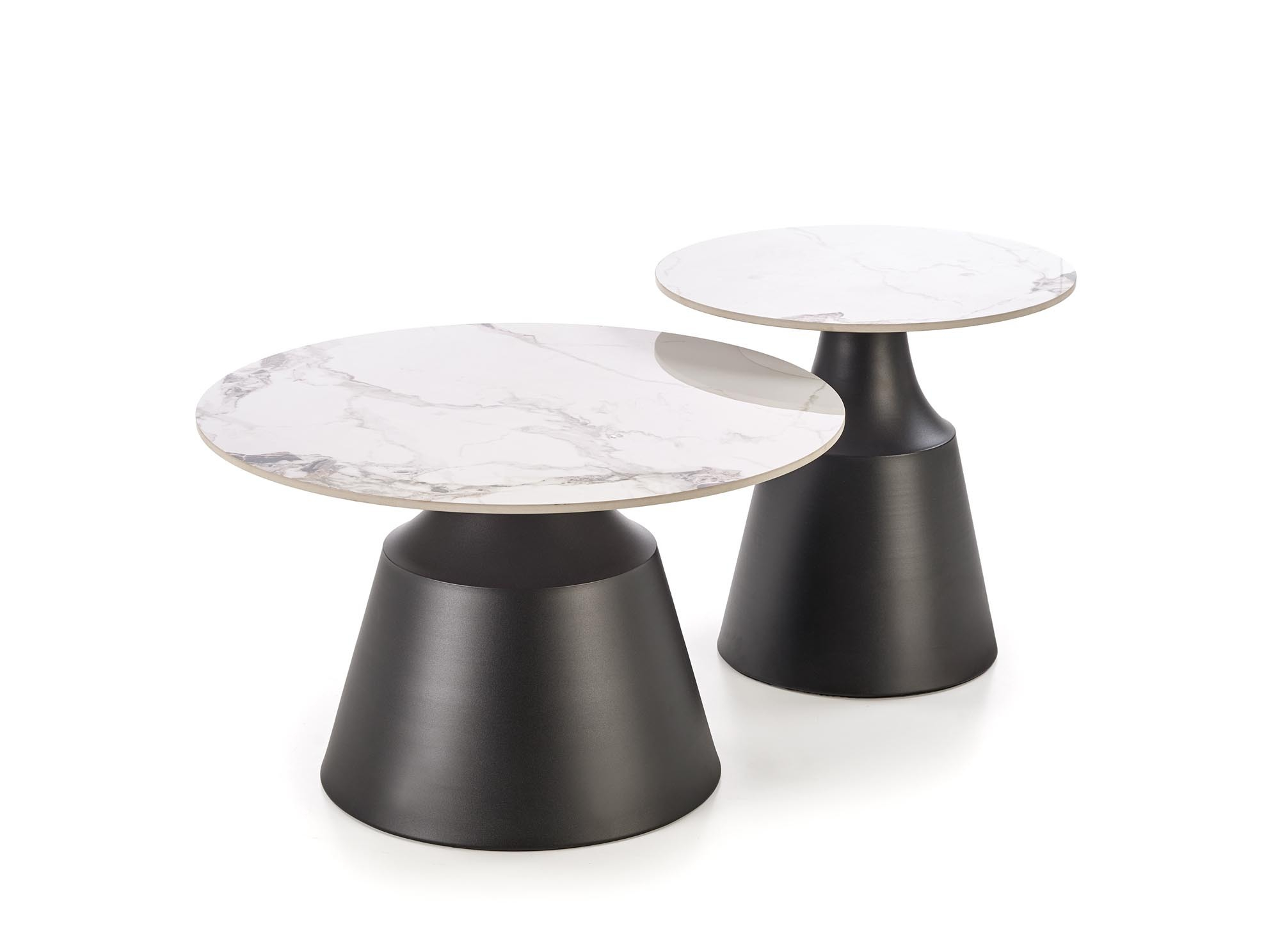 MAGNETA zestaw 2 ław, biały marmur / czarny