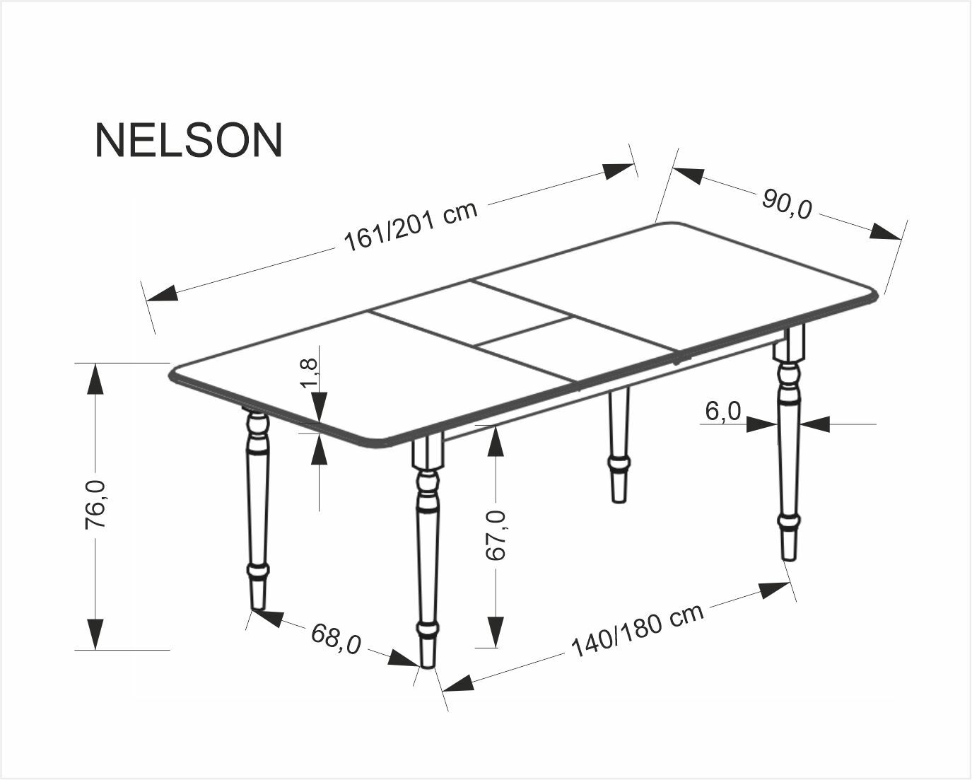 NELSON stół rozkładany 160-200/90/76 cm, biały