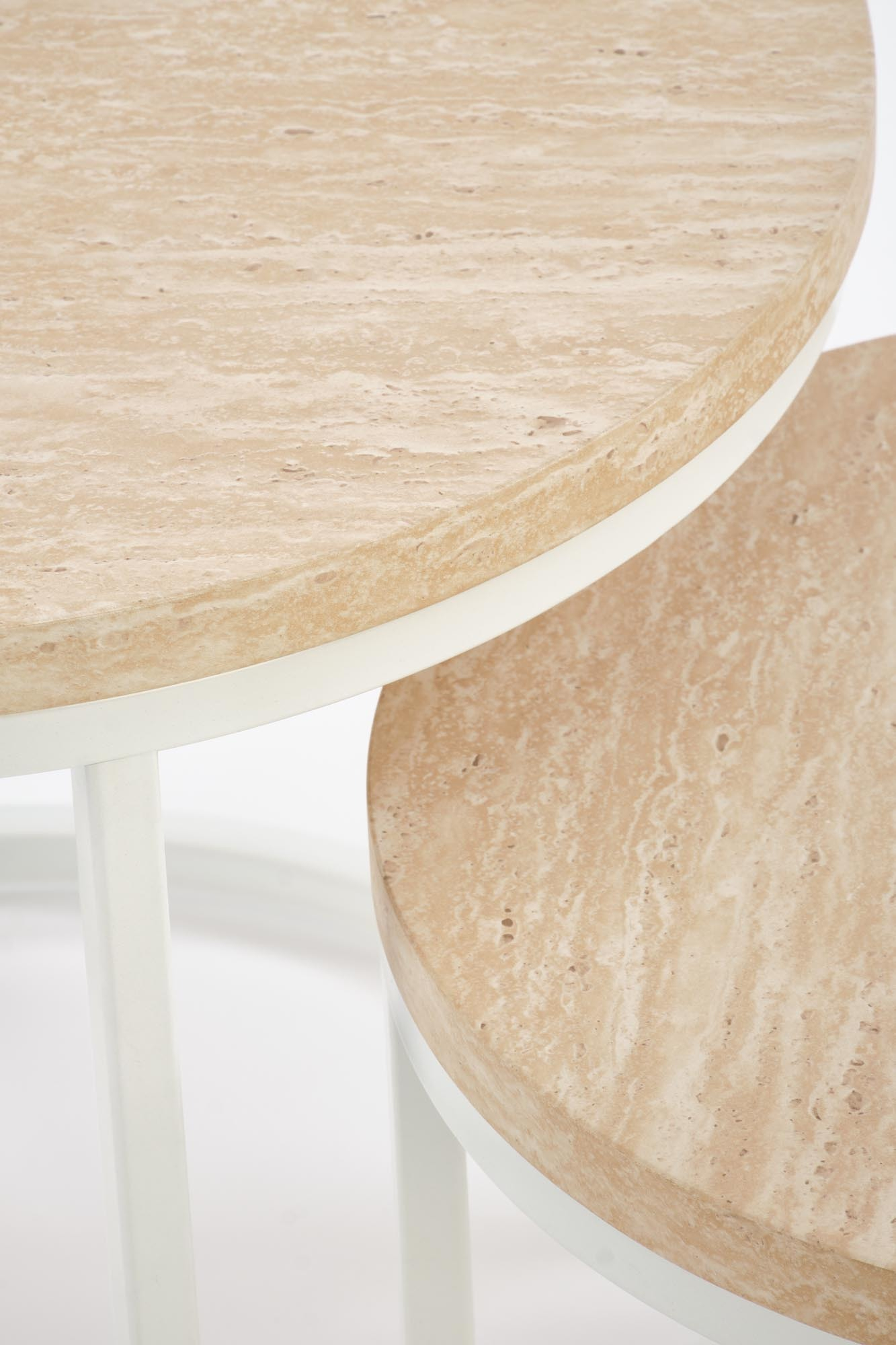 OREO zestaw dwóch ław, trawertyn / biały