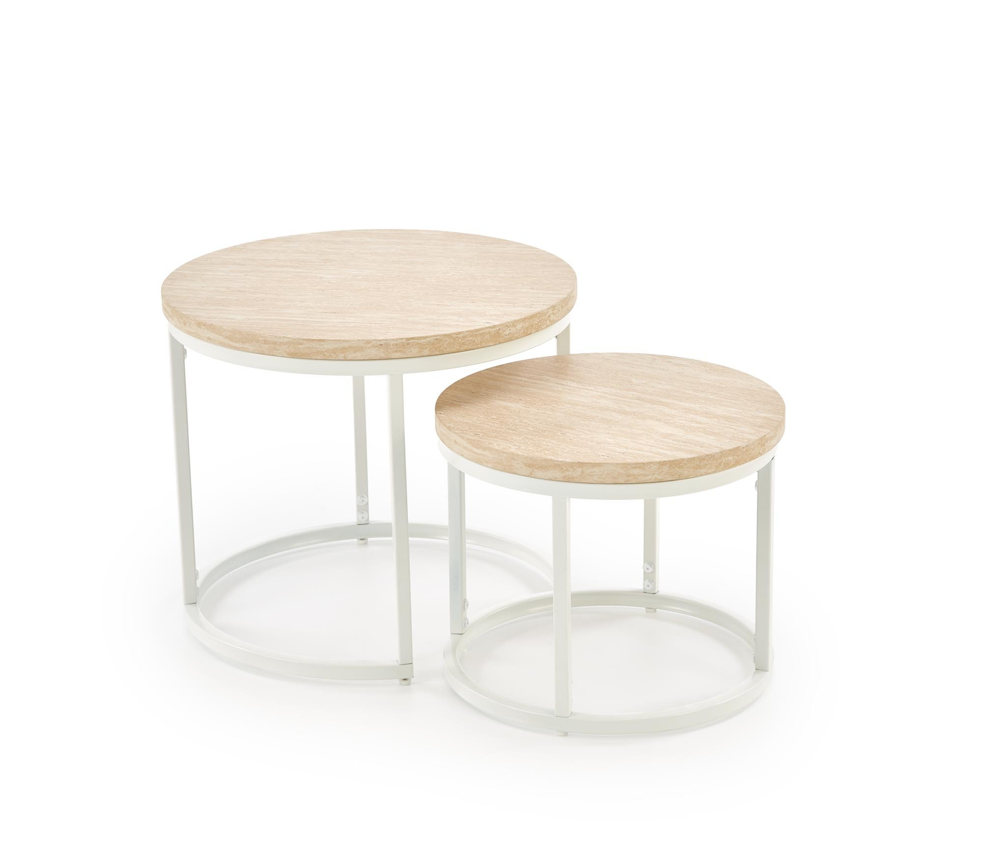 OREO zestaw dwóch ław, trawertyn / biały