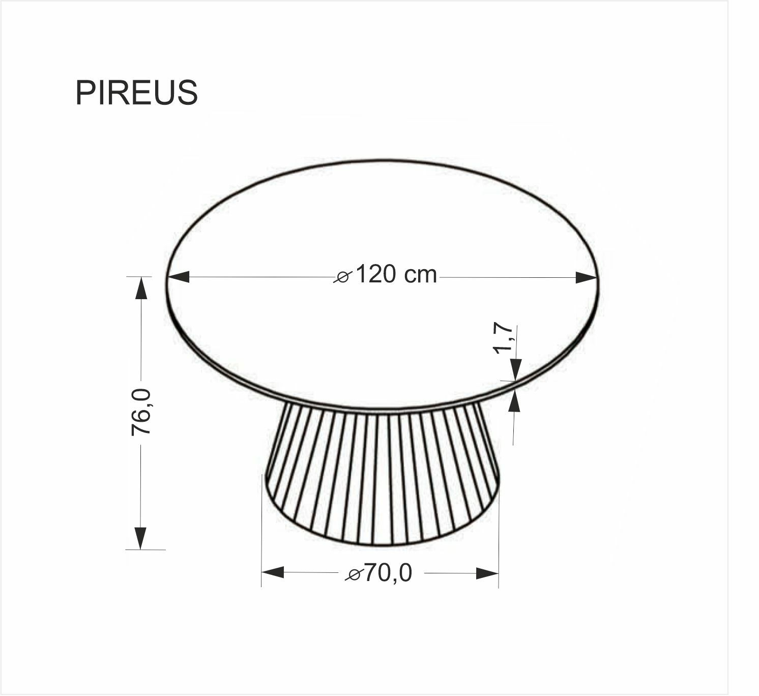PIREUS stół okrągły fi120/76 cm, trawertyn / orzech